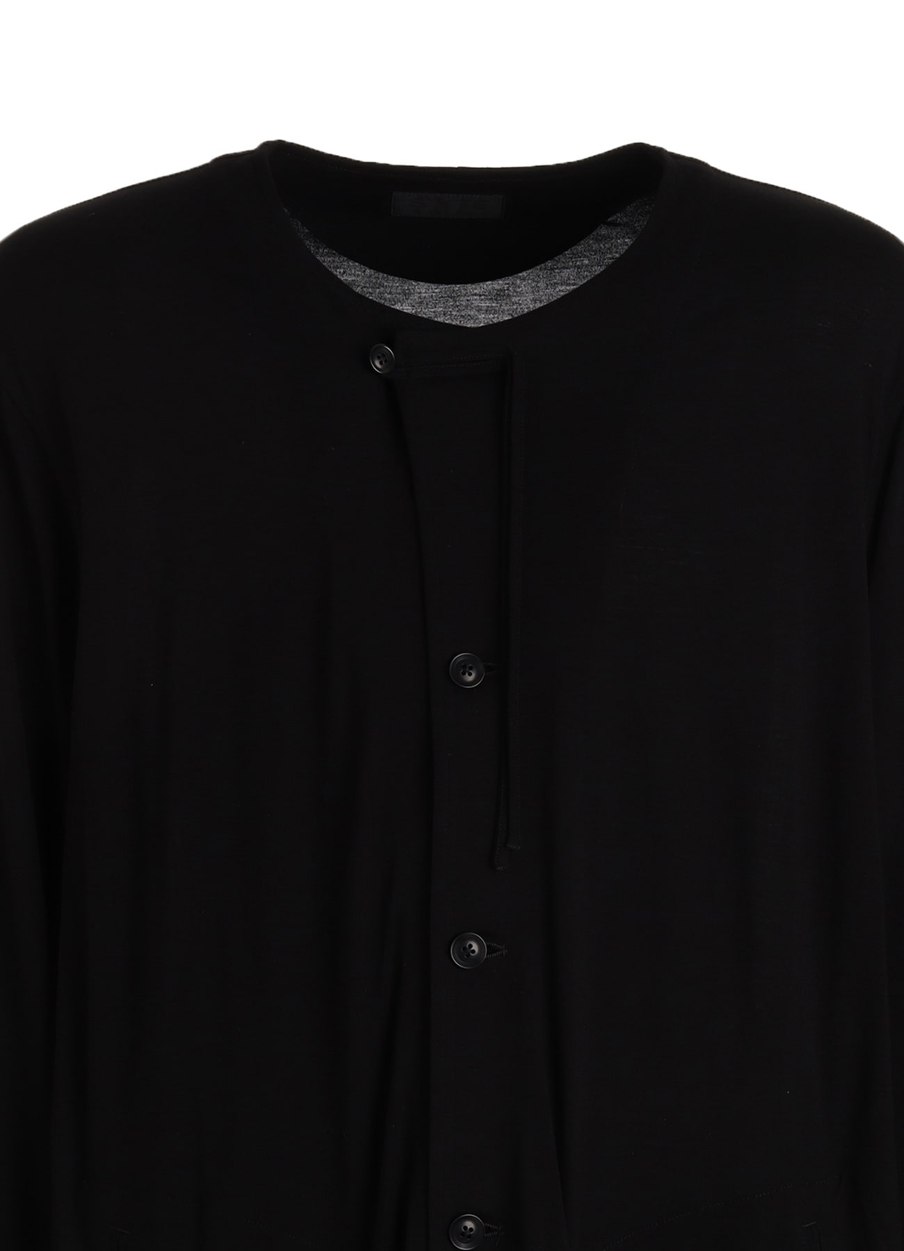 RAYON JERSEY COLLARLESS LONG JACKET