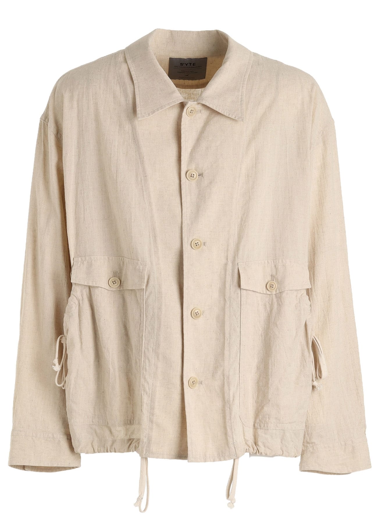 Cotton-Linen Poplin GATHERED POCKET BLOUSON