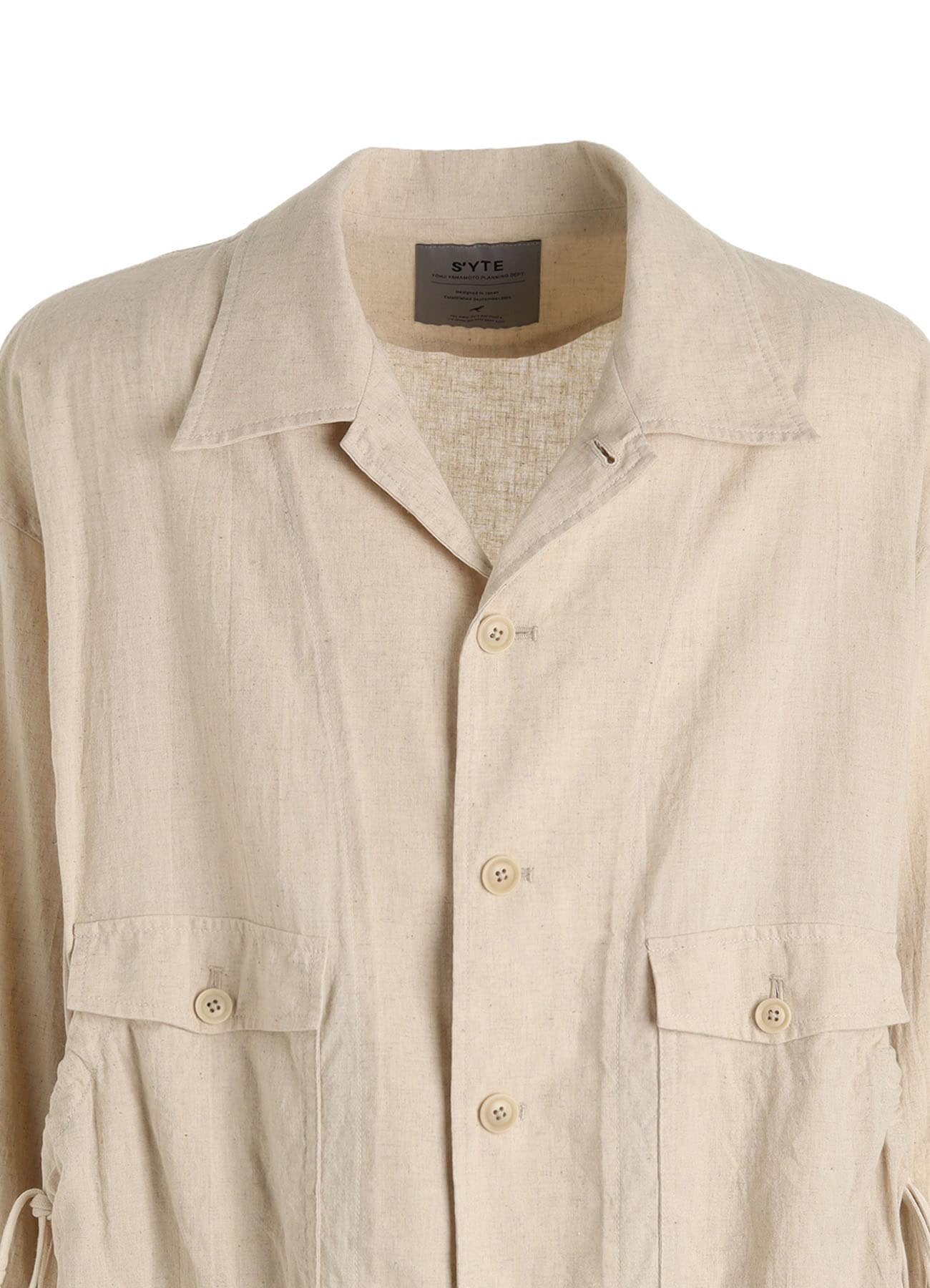 Cotton-Linen Poplin GATHERED POCKET BLOUSON