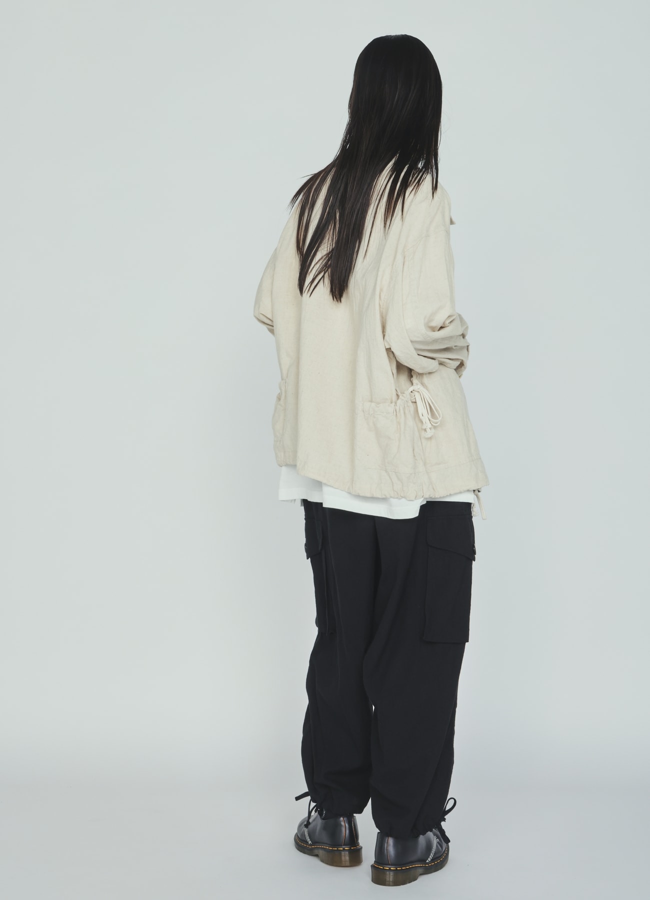 Cotton-Linen Poplin GATHERED POCKET BLOUSON