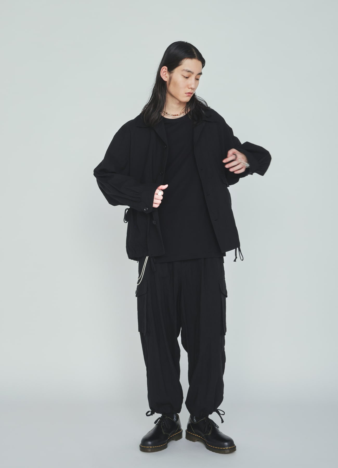 Cotton-Linen Poplin GATHERED POCKET BLOUSON