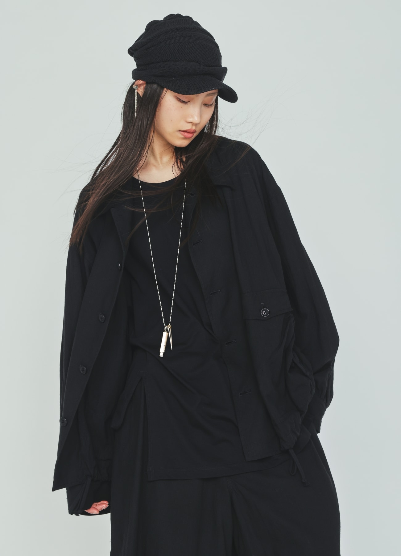 Cotton-Linen Poplin GATHERED POCKET BLOUSON