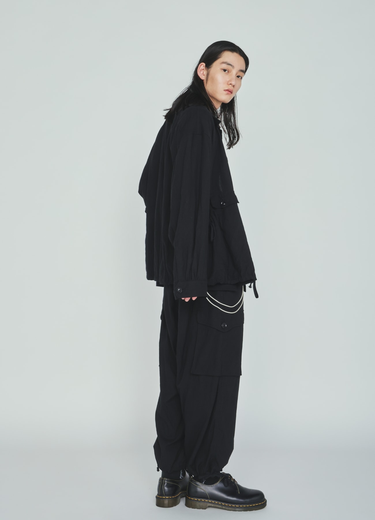 Cotton-Linen Poplin GATHERED POCKET BLOUSON