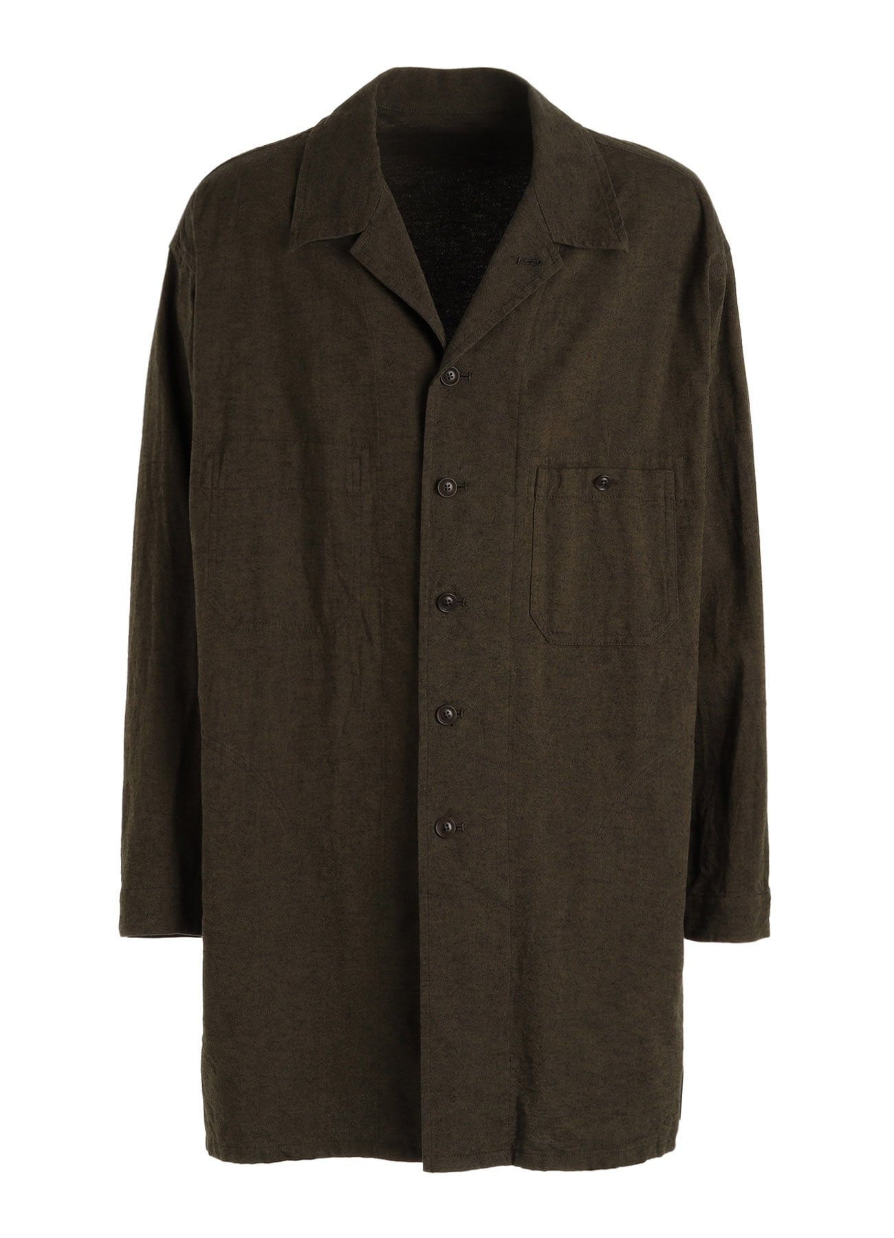 COTTON/LINEN CANVAS SOFRON OVERSIZED LONG SHIRT BLOUSON WITH WORK DETAIL