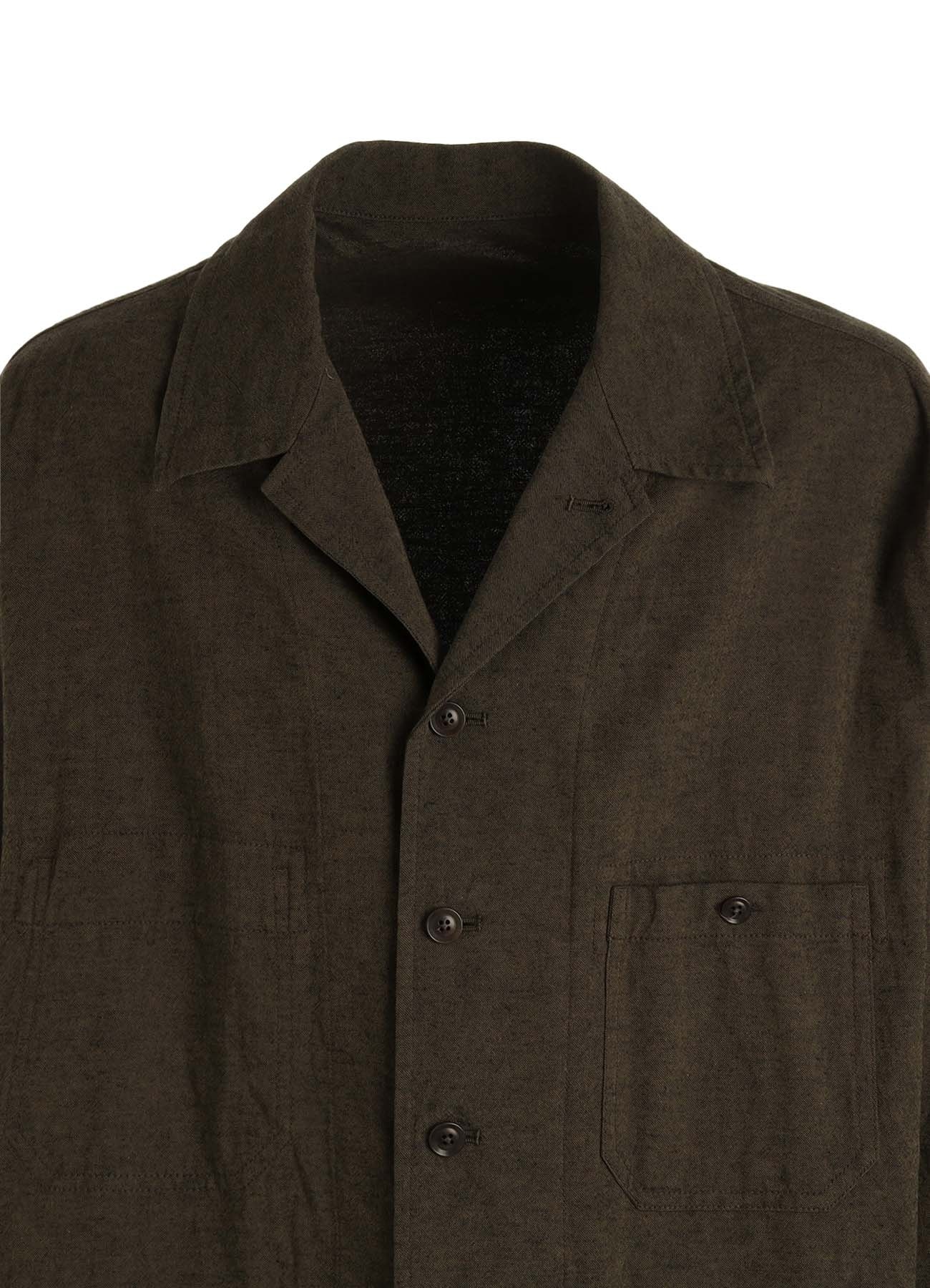COTTON/LINEN CANVAS SOFRON OVERSIZED LONG SHIRT BLOUSON WITH WORK DETAIL