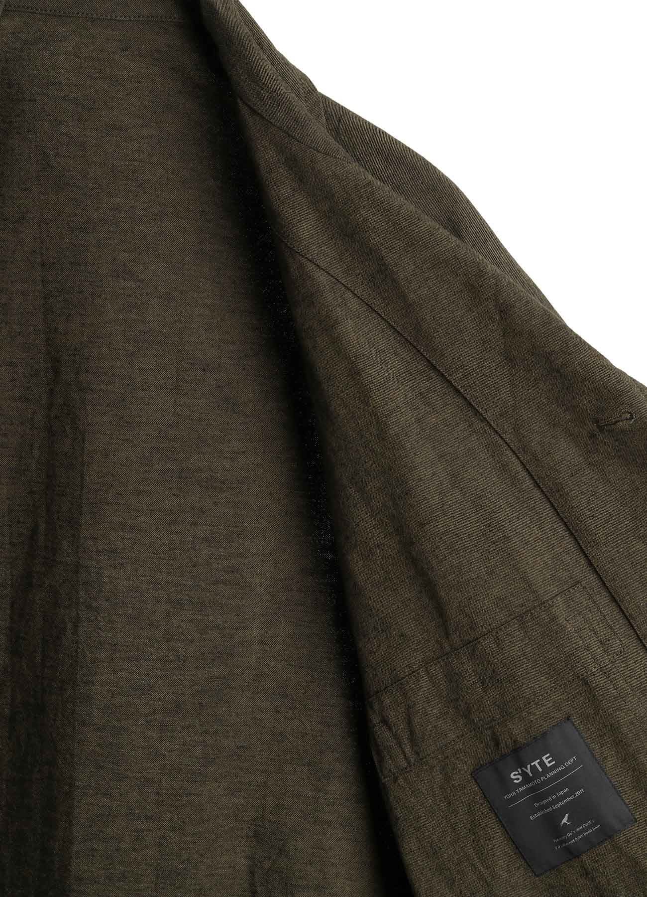 COTTON/LINEN CANVAS SOFRON OVERSIZED LONG SHIRT BLOUSON WITH WORK DETAIL