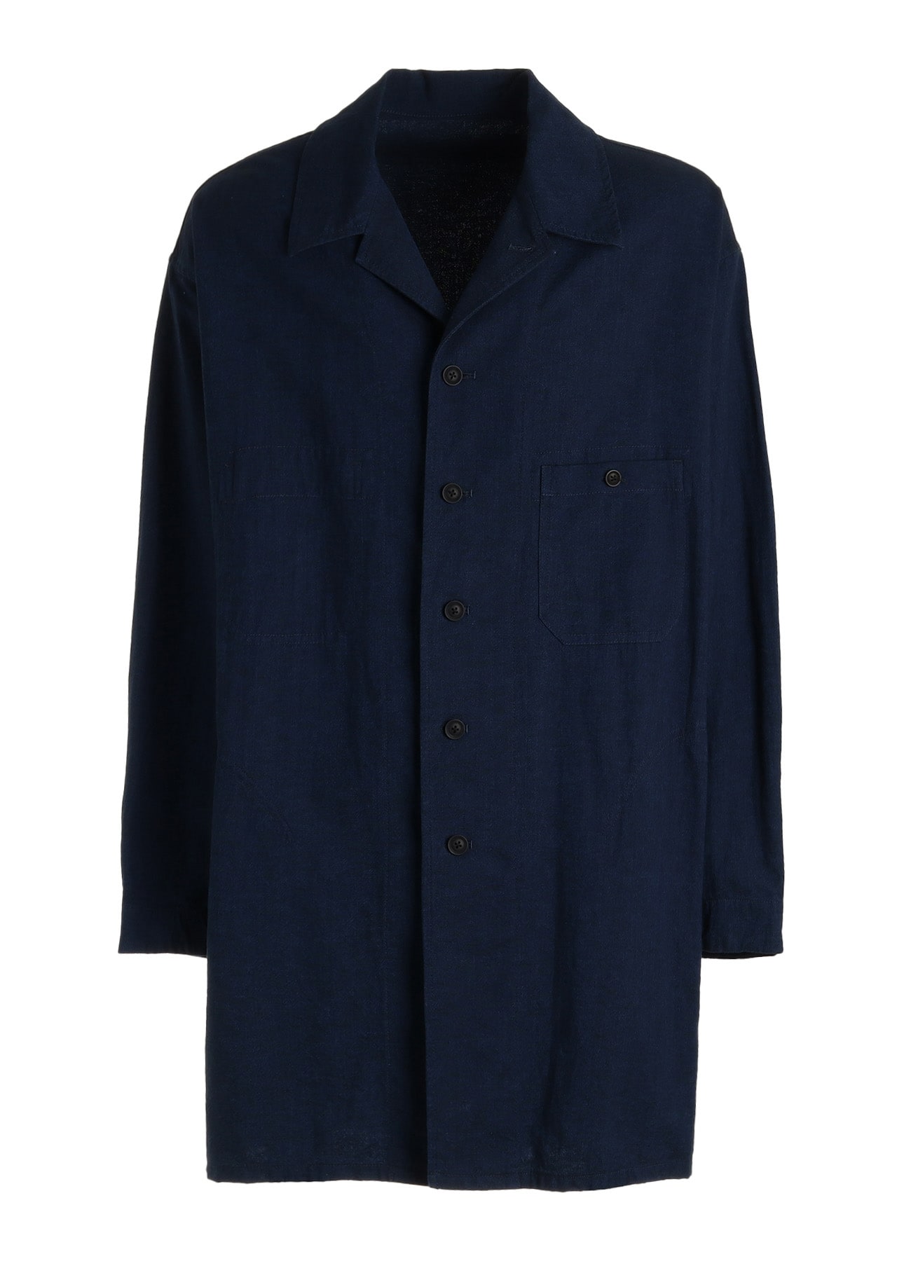 COTTON/LINEN CANVAS SOFRON OVERSIZED LONG SHIRT BLOUSON WITH WORK DETAIL