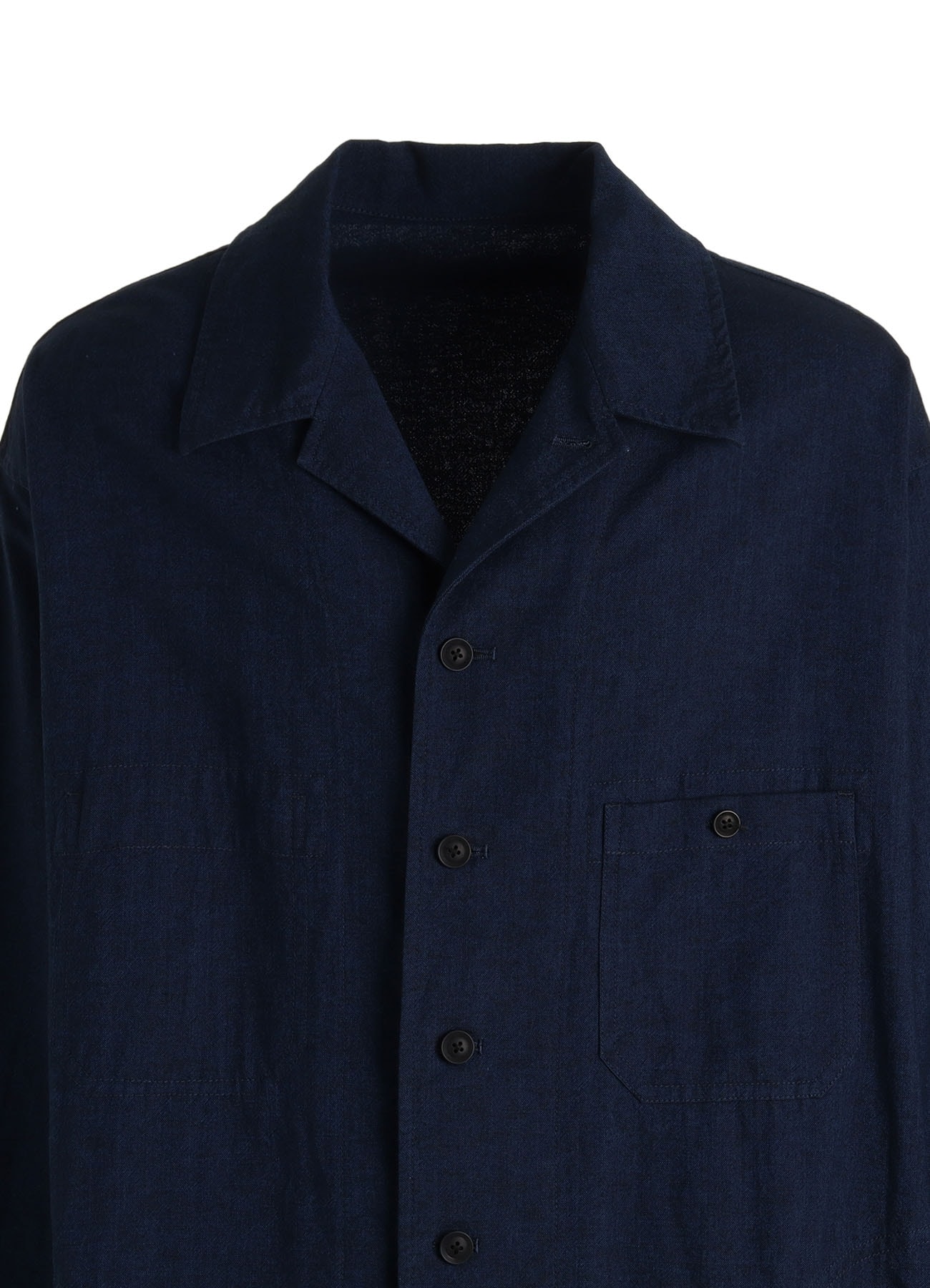 COTTON/LINEN CANVAS SOFRON OVERSIZED LONG SHIRT BLOUSON WITH WORK DETAIL