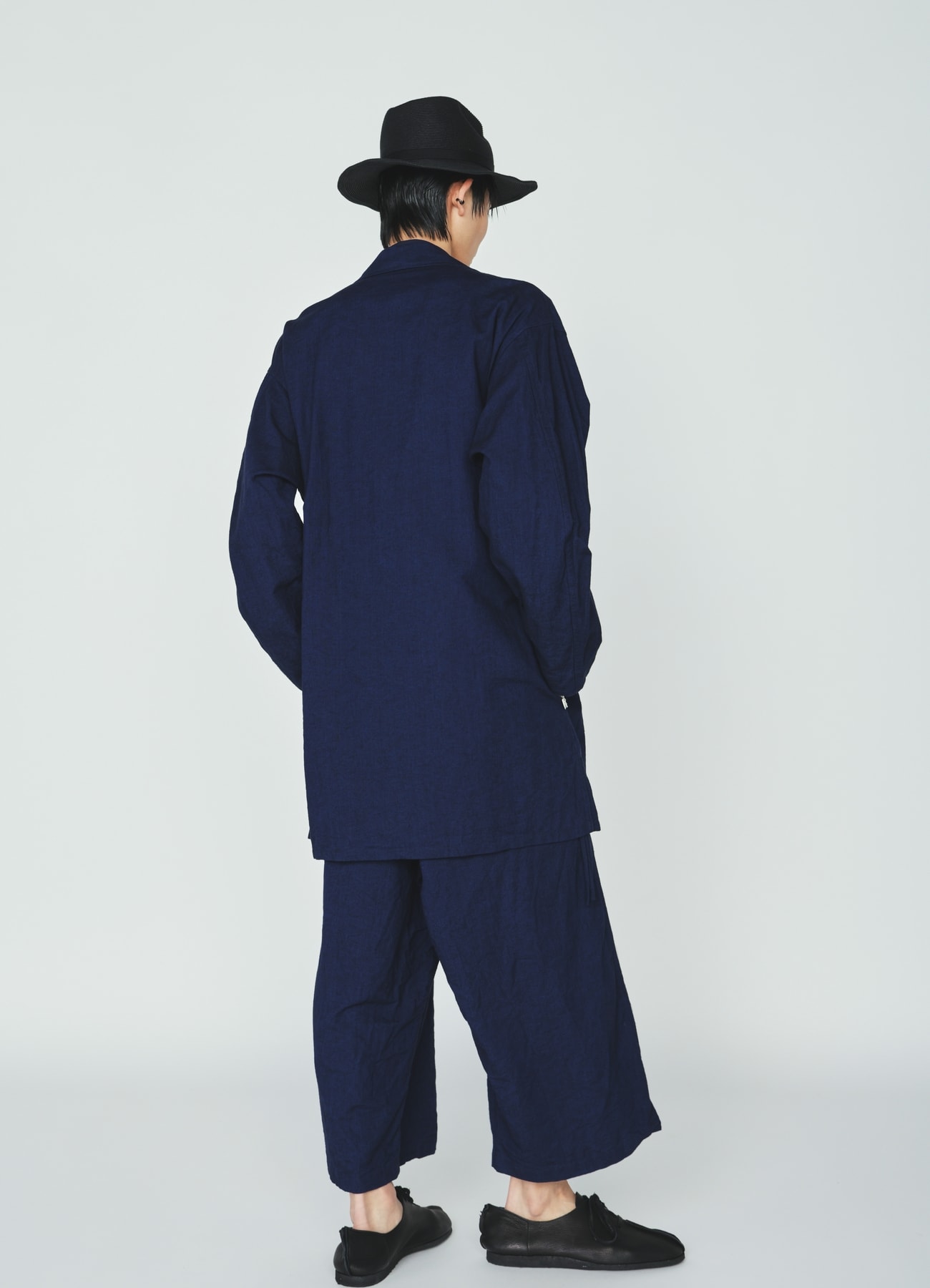 COTTON/LINEN CANVAS SOFRON OVERSIZED LONG SHIRT BLOUSON WITH WORK DETAIL