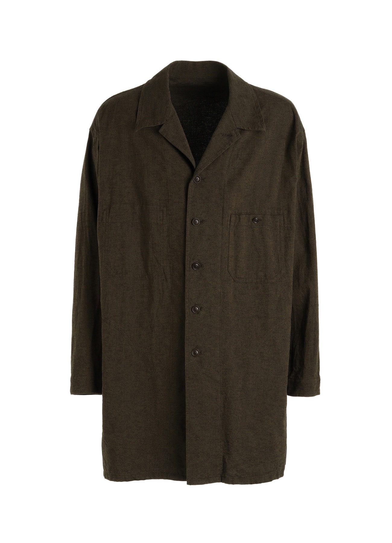 COTTON/LINEN CANVAS SOFRON OVERSIZED LONG SHIRT BLOUSON WITH WORK DETAIL