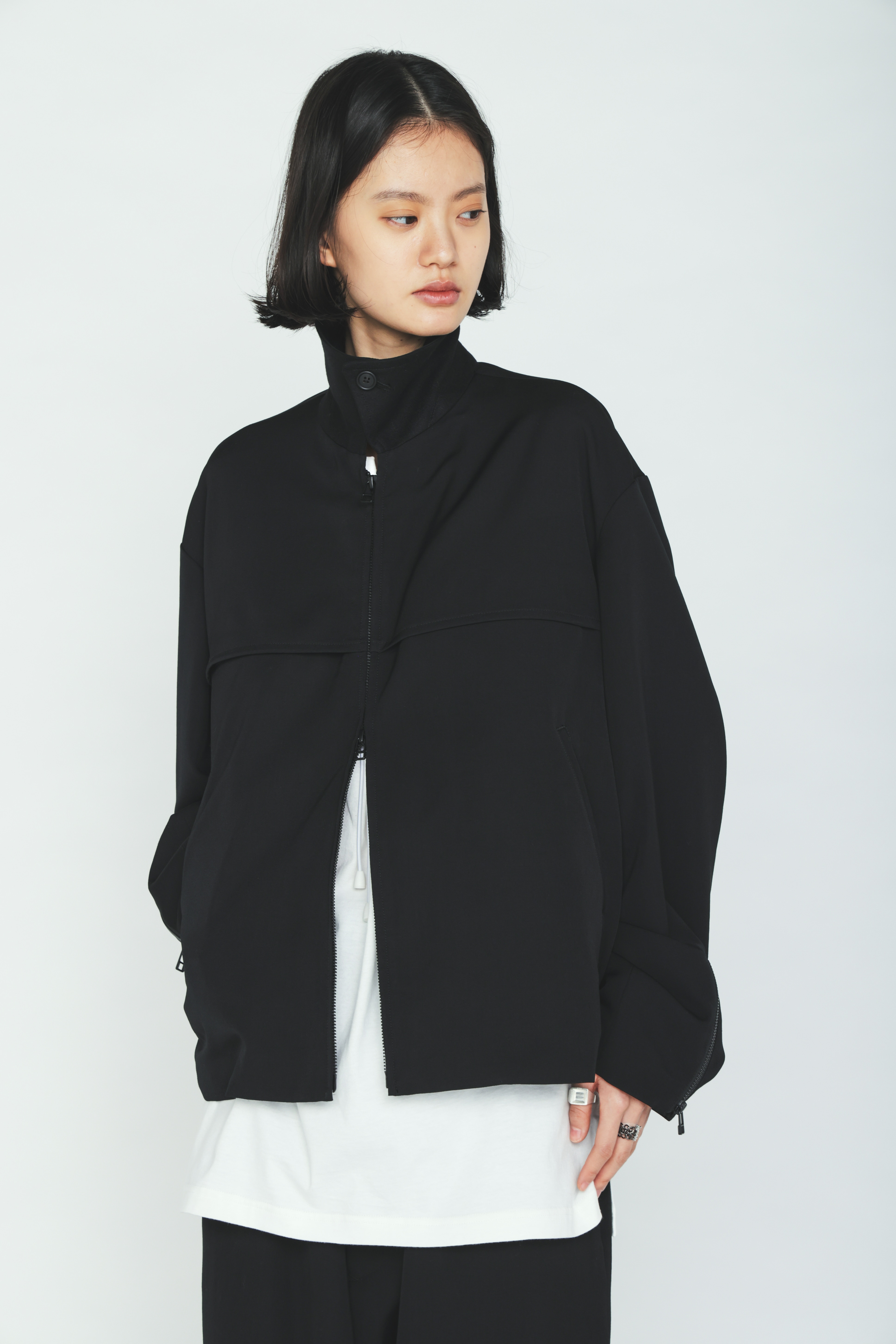 WASHER WOOL GABARDINE ZIP-UP BLOUSON