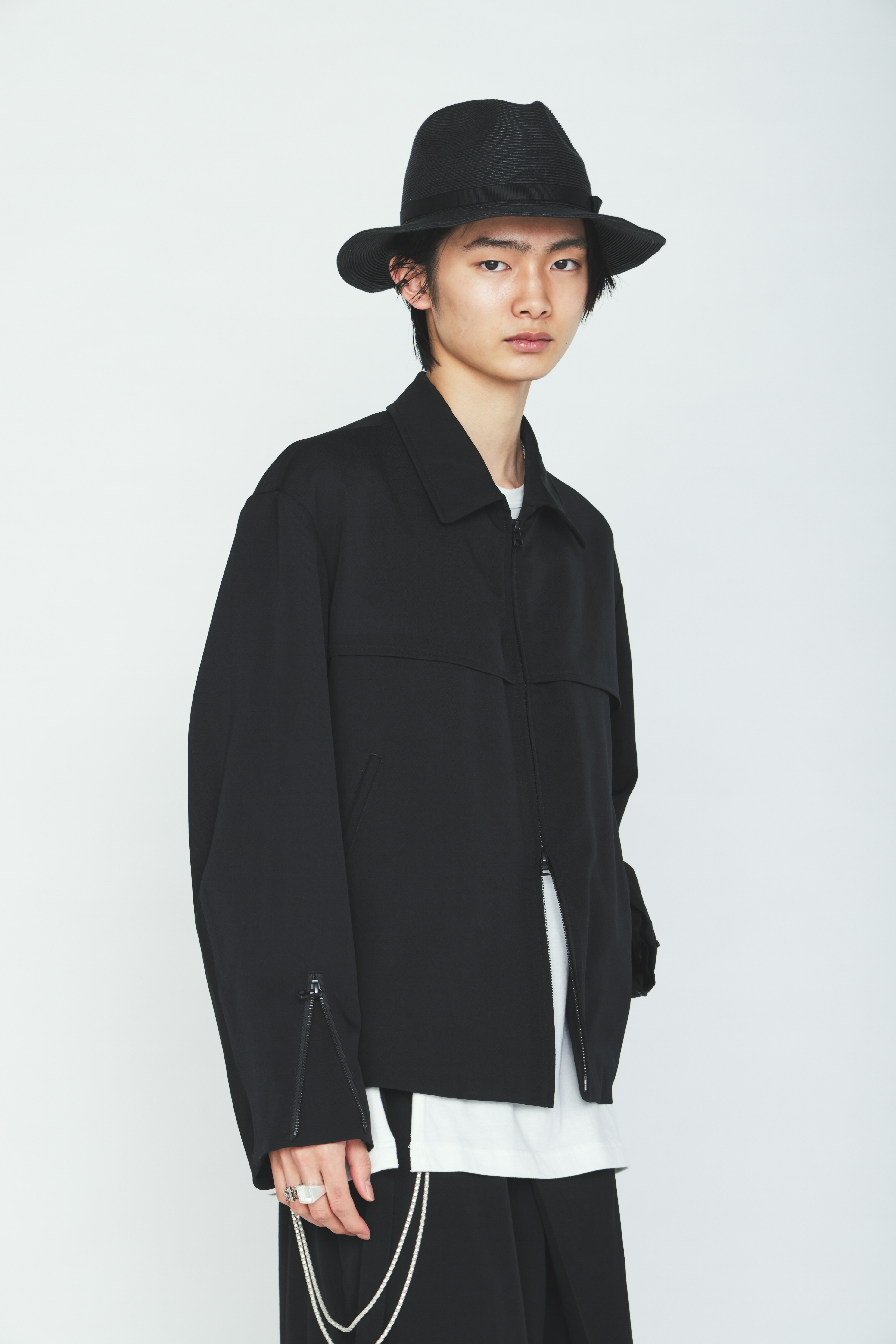 WASHER WOOL GABARDINE ZIP-UP BLOUSON