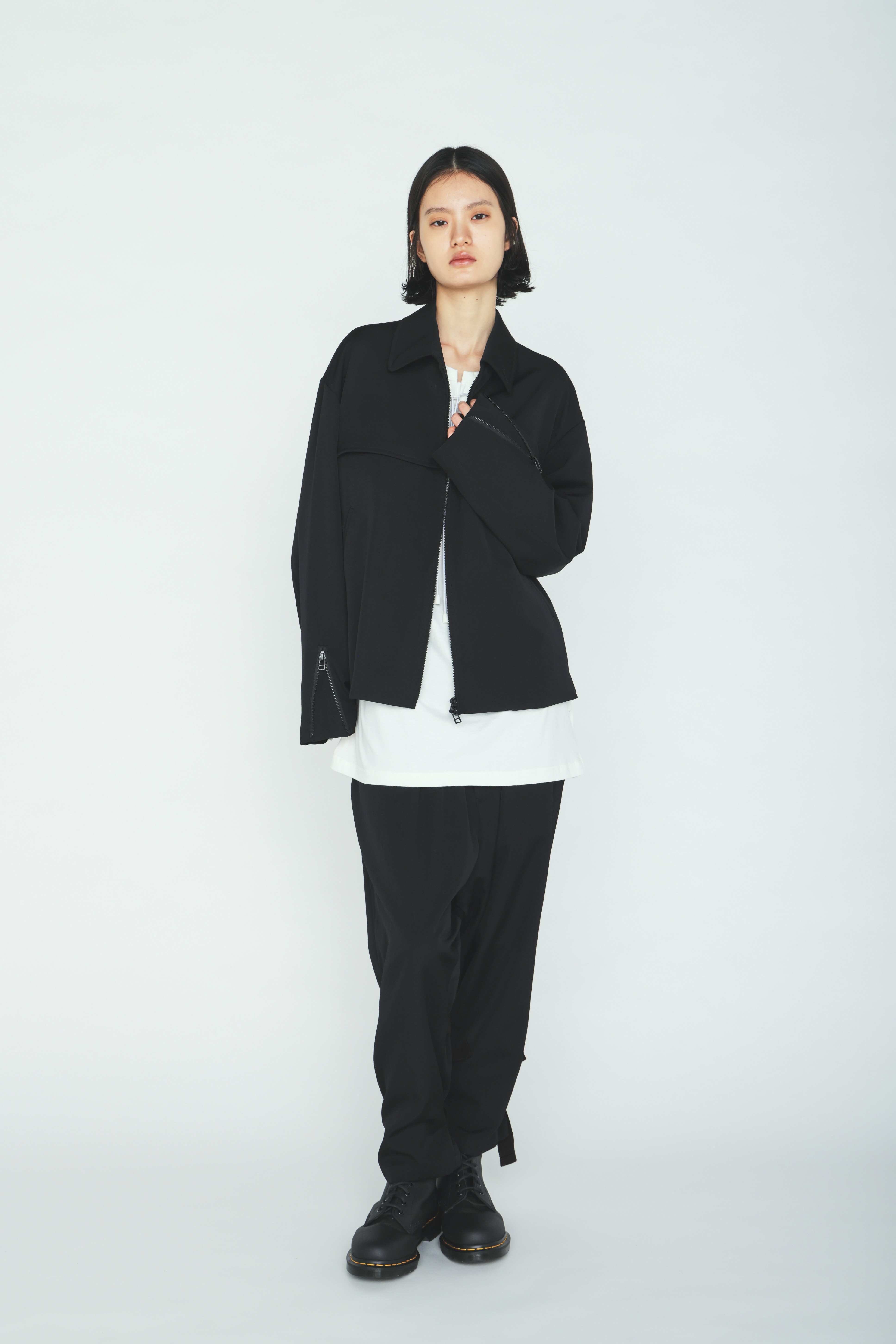 WASHER WOOL GABARDINE ZIP-UP BLOUSON