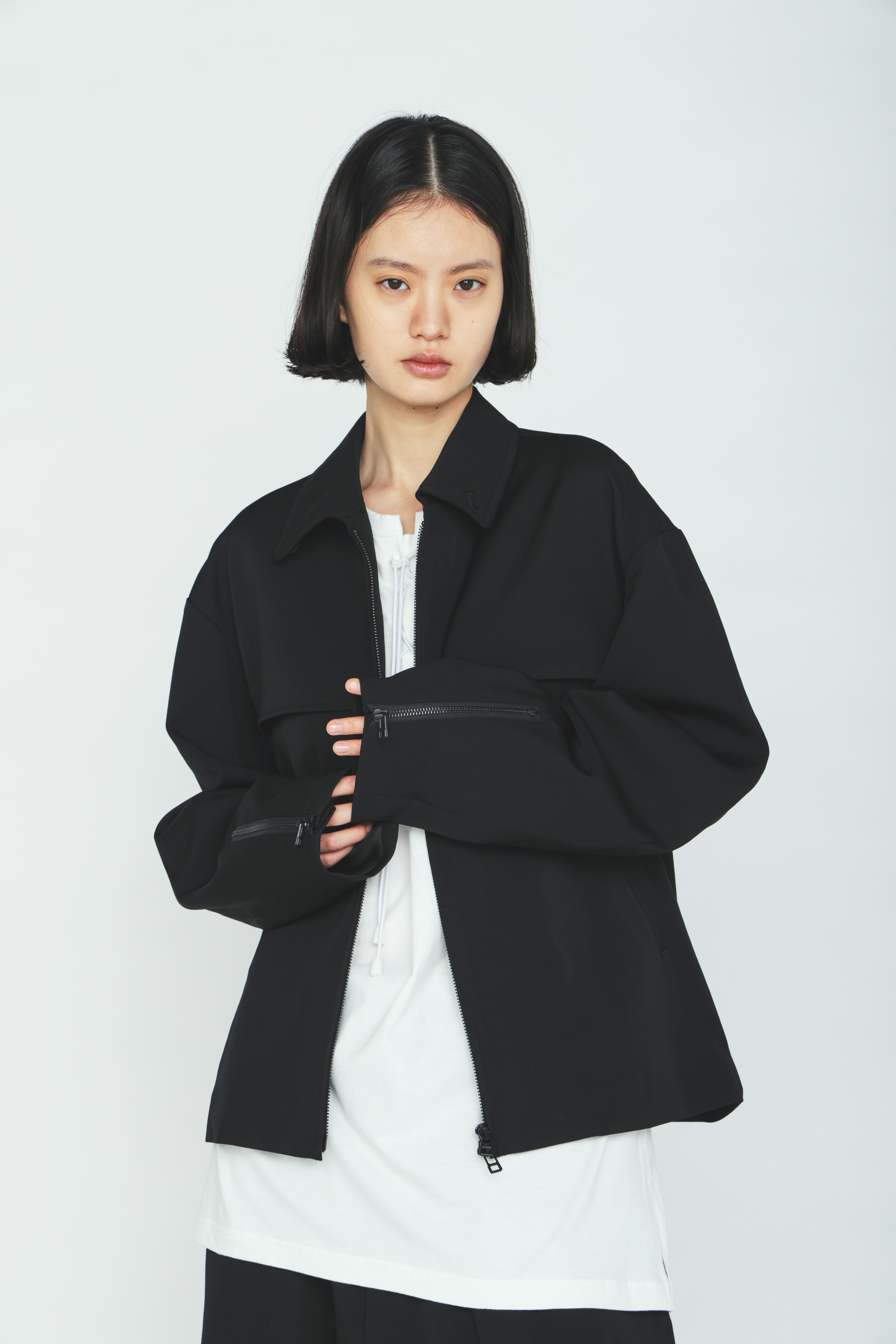 WASHER WOOL GABARDINE ZIP-UP BLOUSON