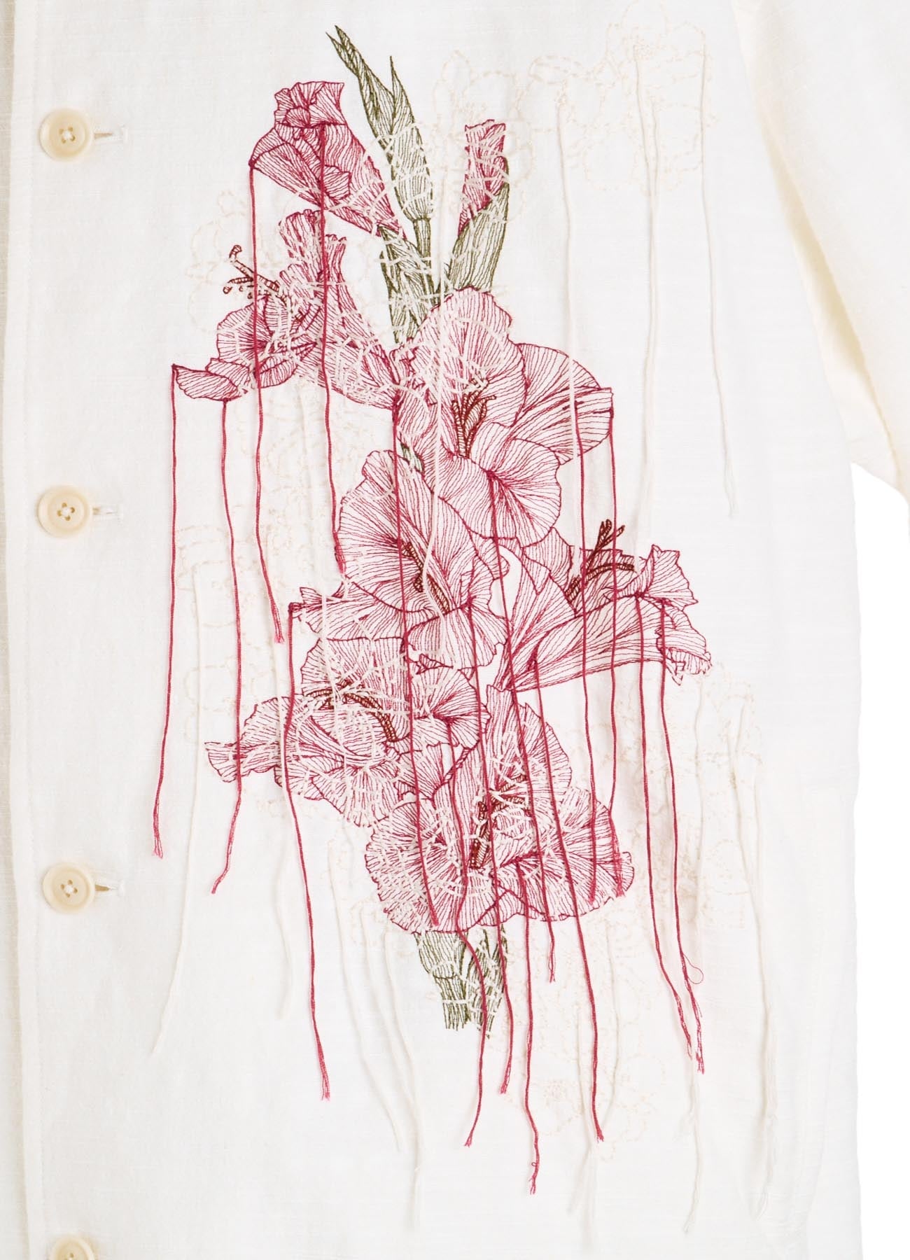 COTTON/LINEN FLOWER EMBROIDERY PARKA