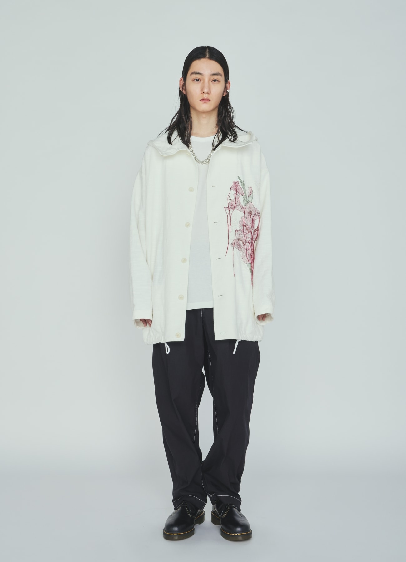 COTTON/LINEN FLOWER EMBROIDERY PARKA