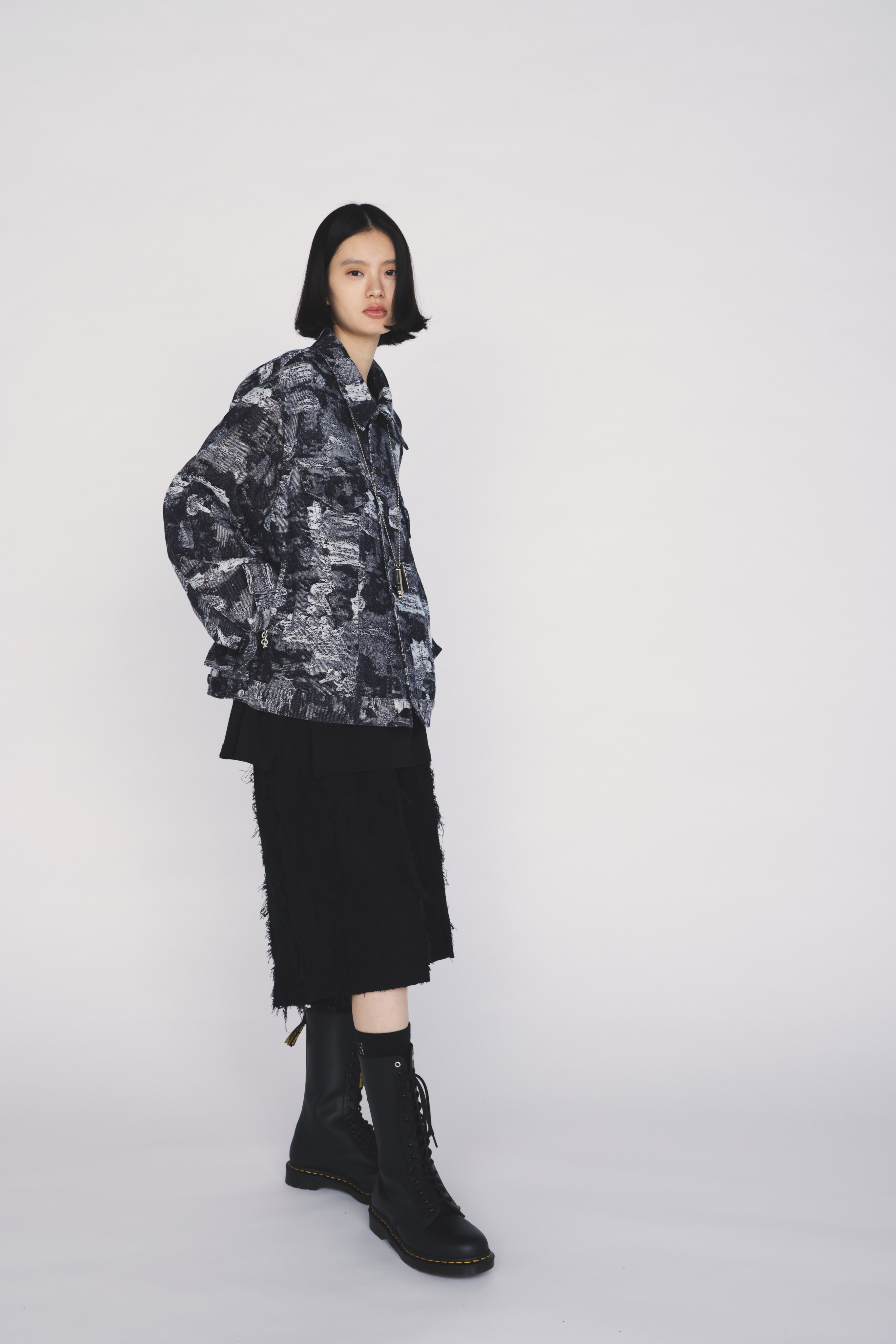 JACQUARD DENIM TRUCKER JACKET