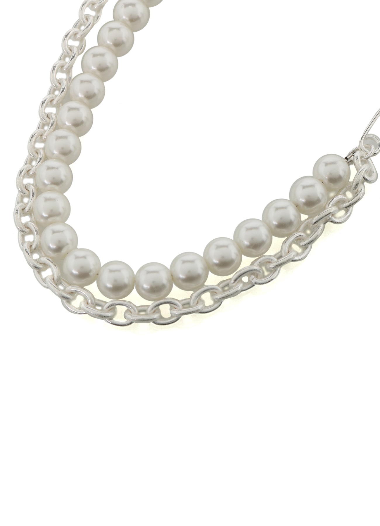 SAFETY PIN IMITATION PEARL CHOKER