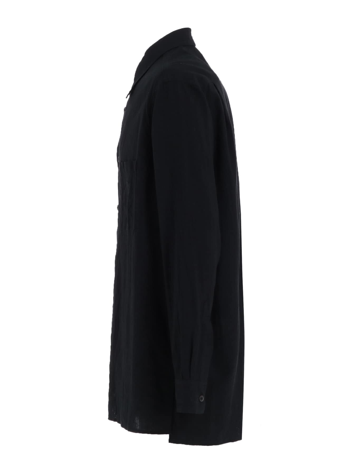 COTTON/LINEN POPLIN LOOSE-FIT REGULAR COLLAR SHIRT