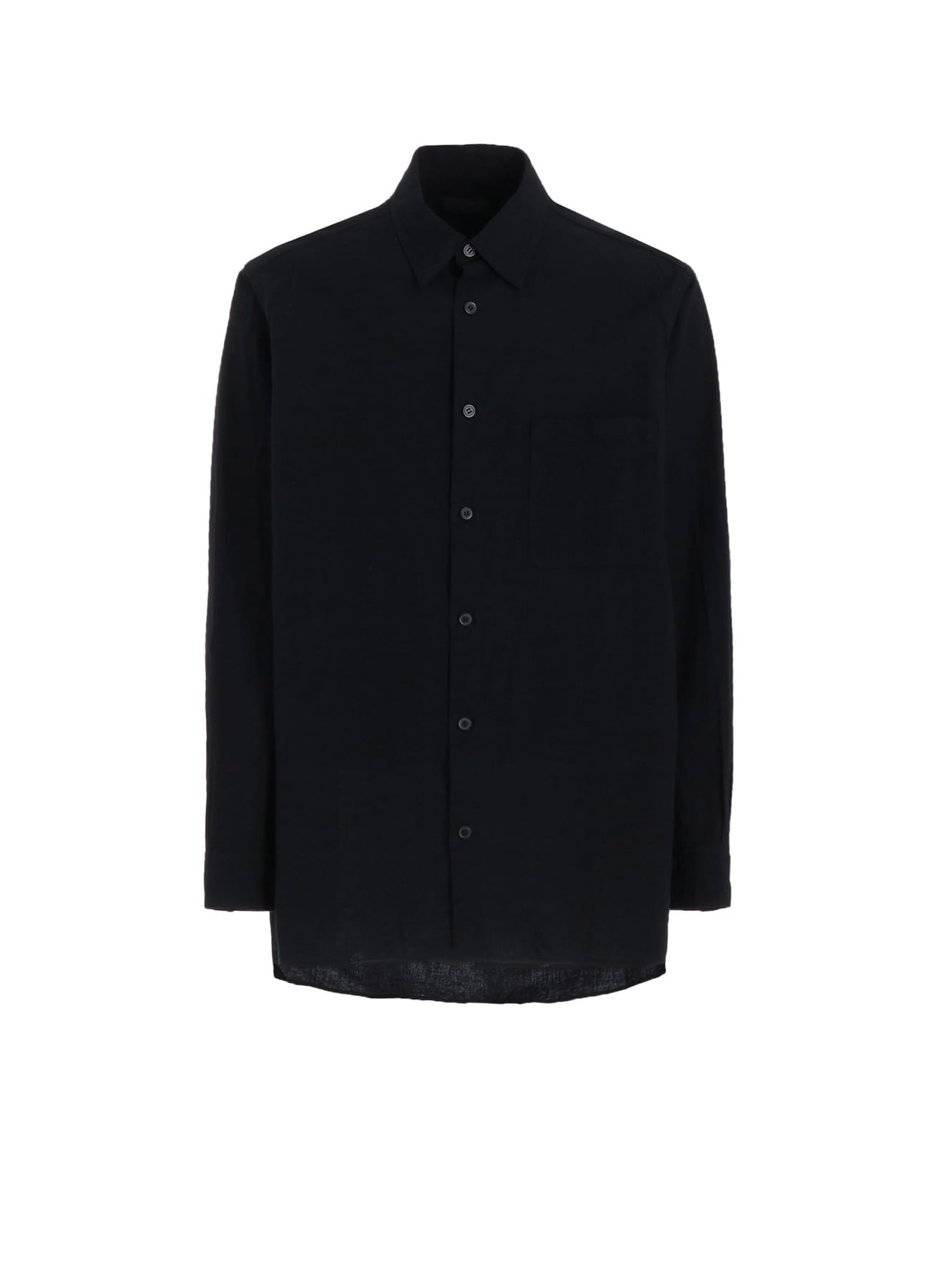 COTTON/LINEN POPLIN LOOSE-FIT REGULAR COLLAR SHIRT