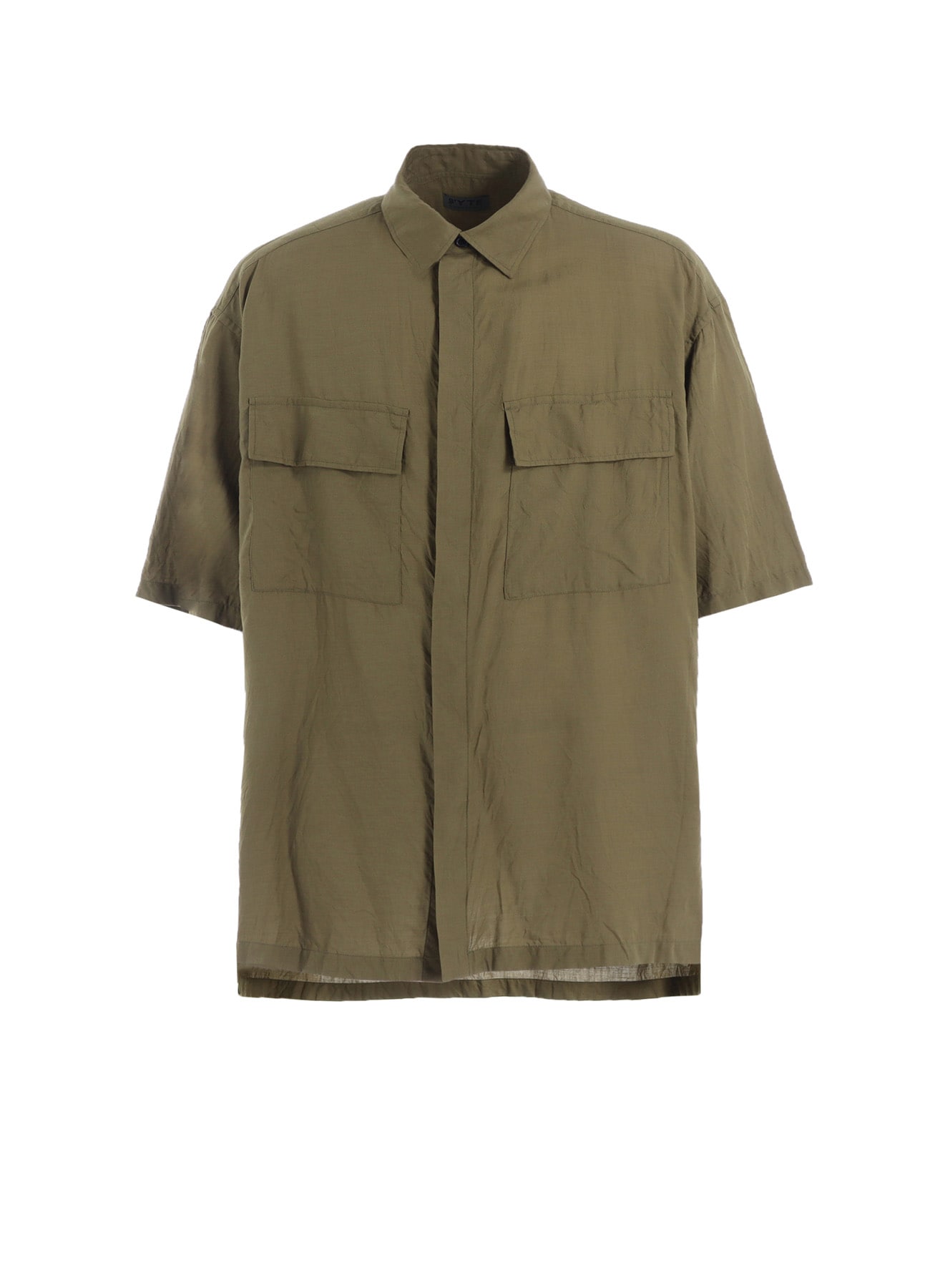 COTTON/CELLULOSE BROAD FLAP POCKETS OVERSIZED SHORT-SLEEVE SHIRT