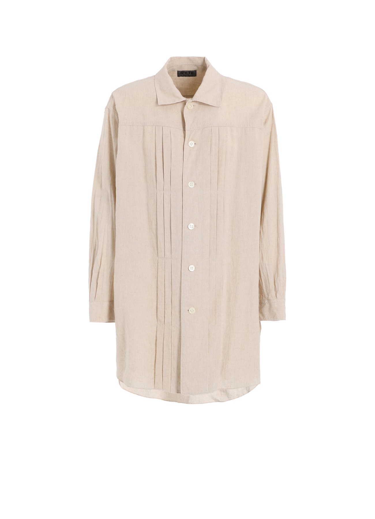 COTTON/LINEN POPLIN PLEATED OVERSIZE SHIRT