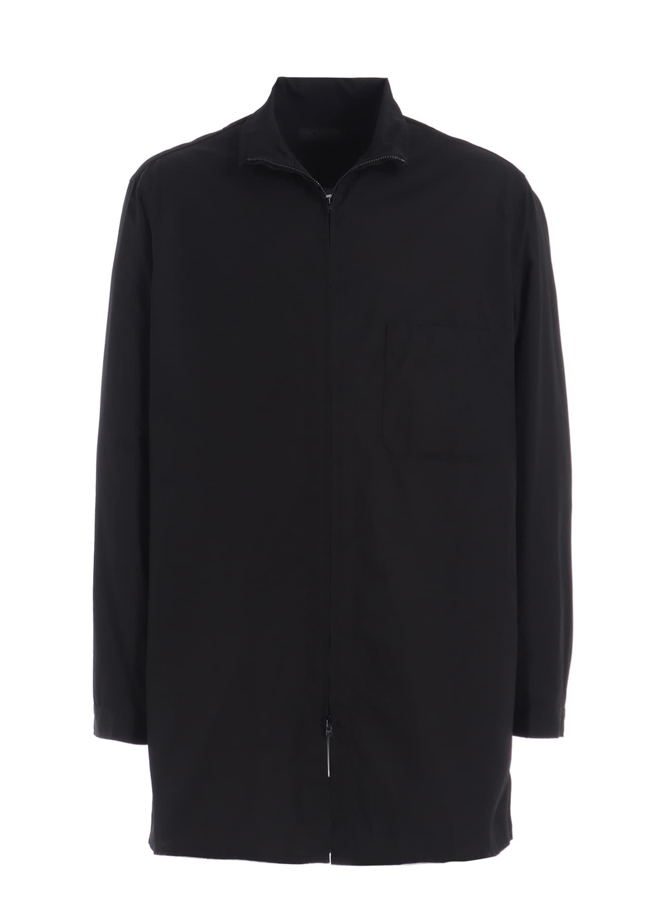 COTTON BROAD STAND COLLAR ZIPPER SHIRT