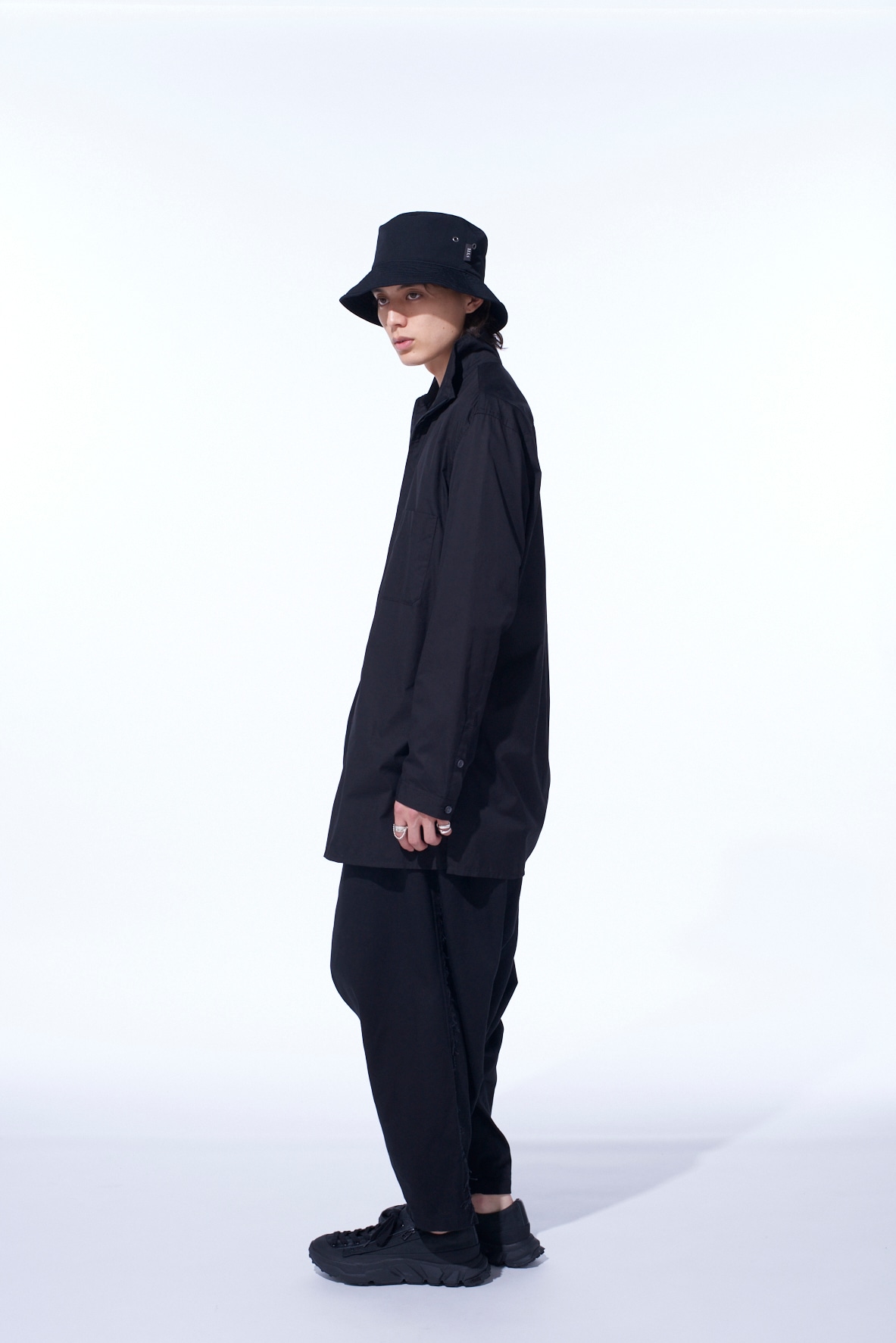 COTTON BROAD STAND COLLAR ZIPPER SHIRT
