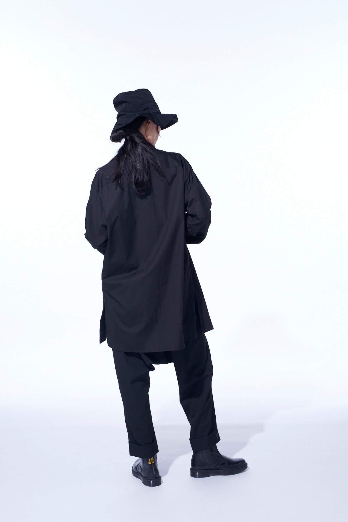 COTTON BROAD STAND COLLAR ZIPPER SHIRT