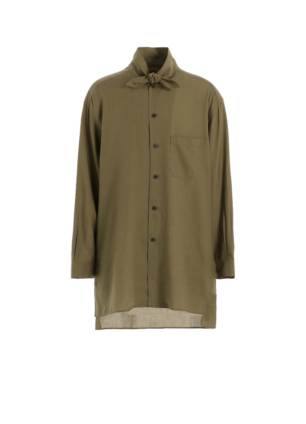 COTTON/CELLULOSE BROAD RIBBON COLLAR SHIRT
