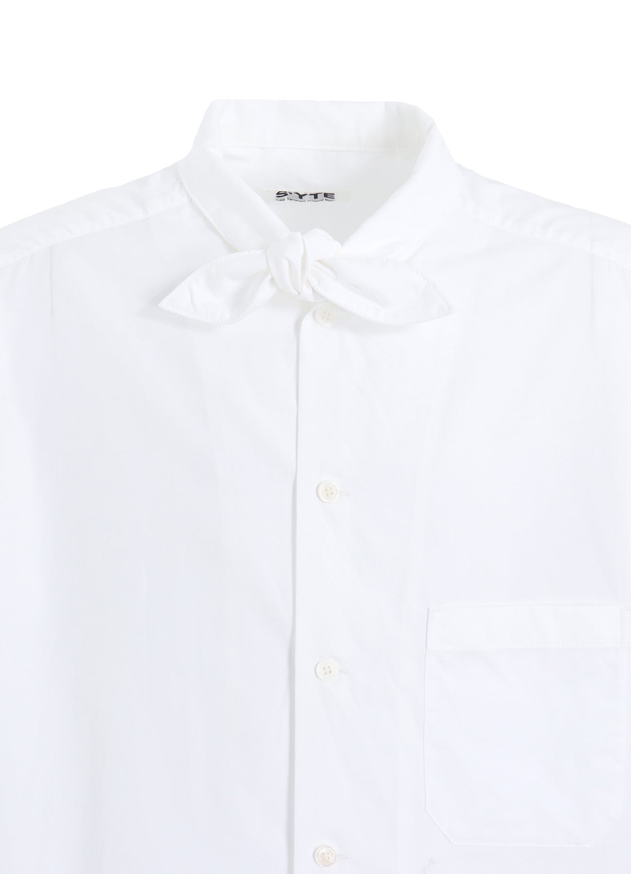 COTTON BROAD RIBBON COLLAR SHIRT