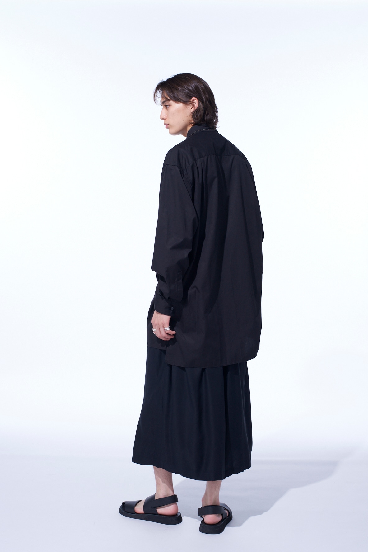 COTTON BROAD RIBBON COLLAR SHIRT