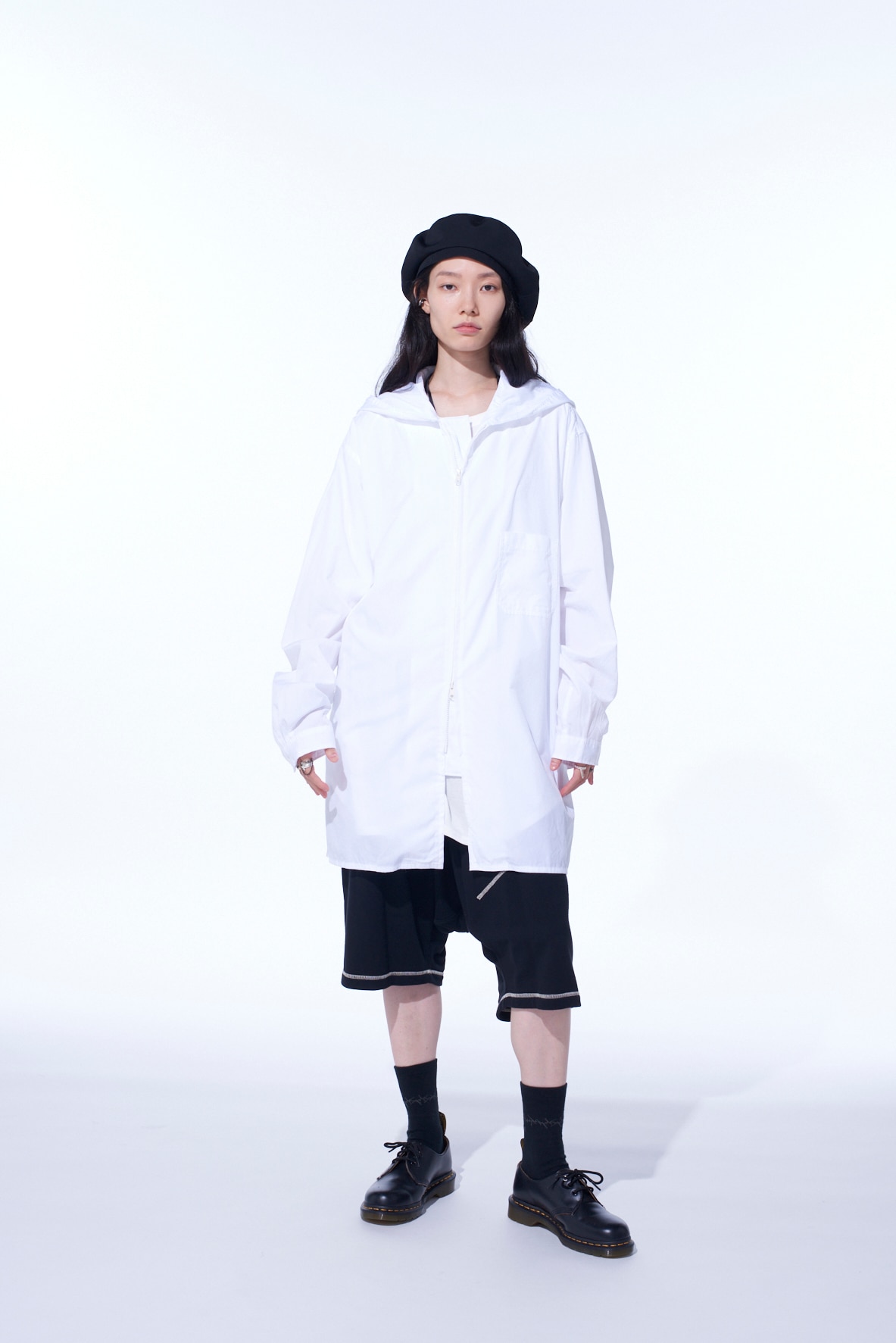 山羊 Y's BORN PRODUCT] COTTON TWILL LONG CAPE COAT(XS Black