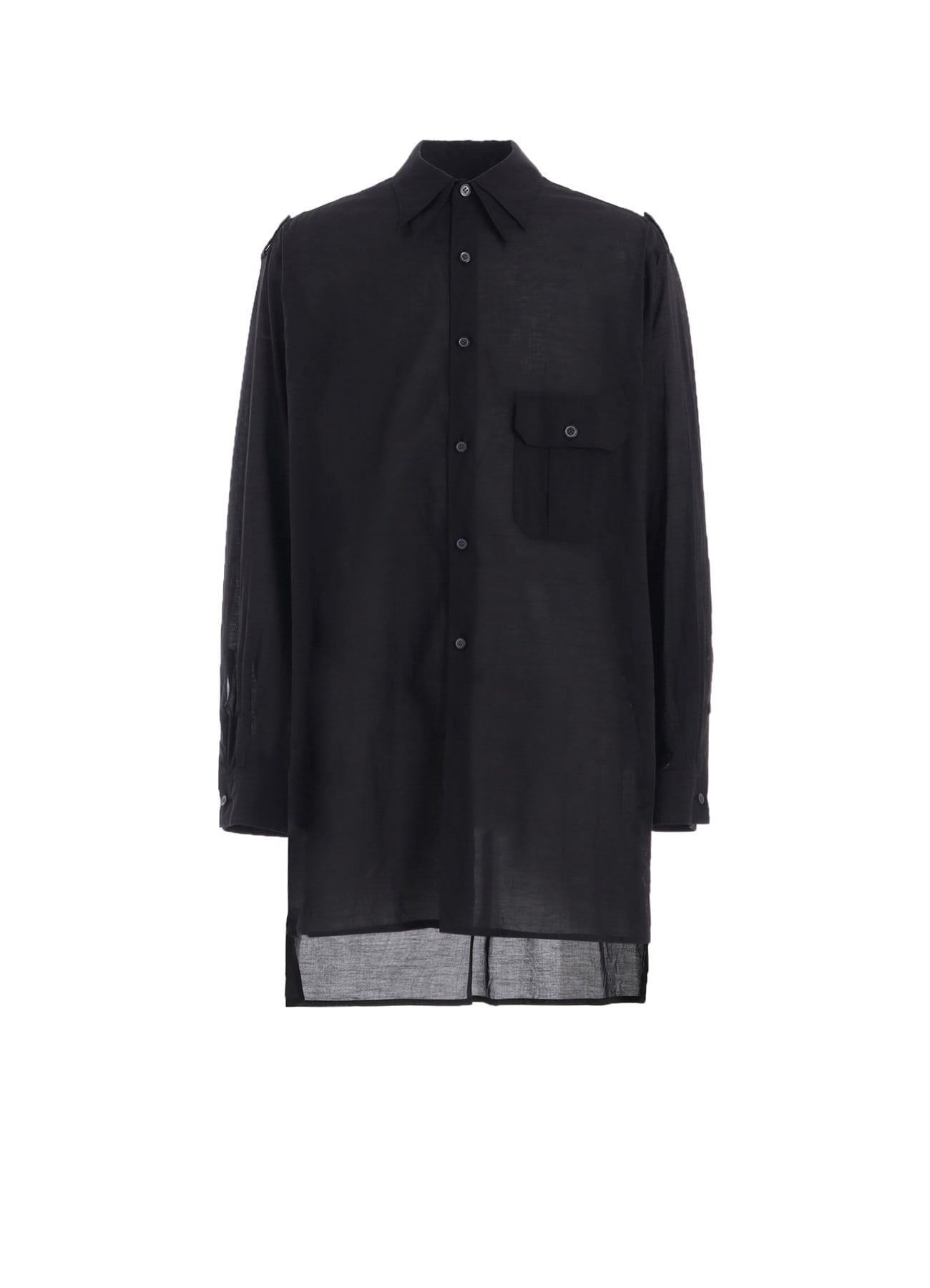 COTTON SILK LOAN OVERSIZED DOUBLE COLLAR MILITARY SHIRT