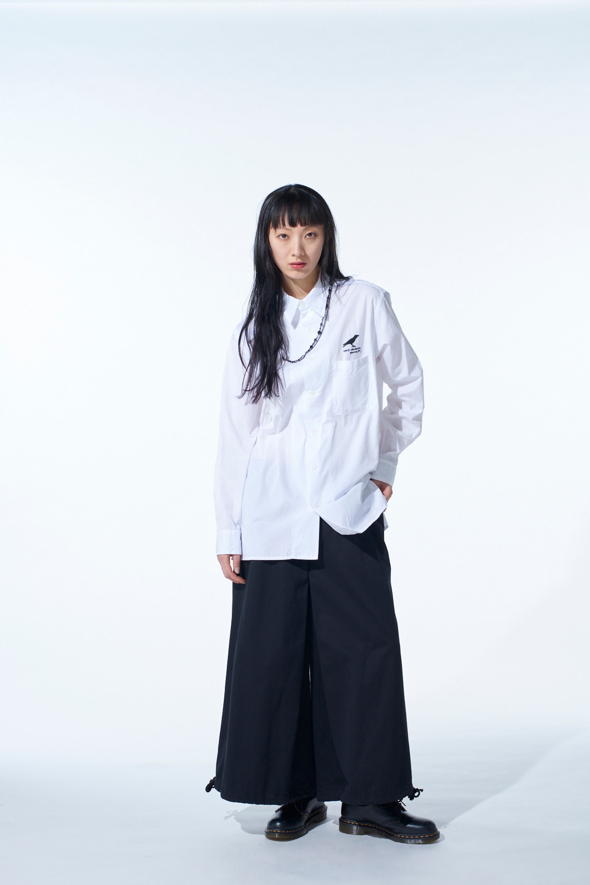 COTTON BROAD CROW EMBROIDERED SHIRT