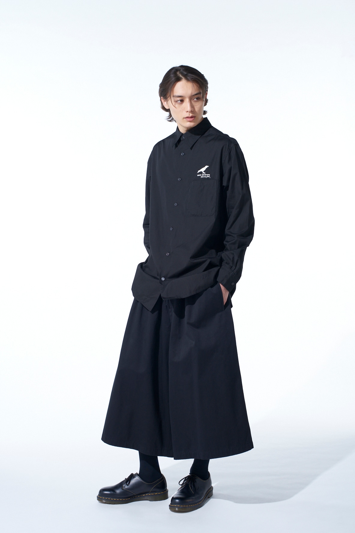 COTTON BROAD CROW EMBROIDERED SHIRT