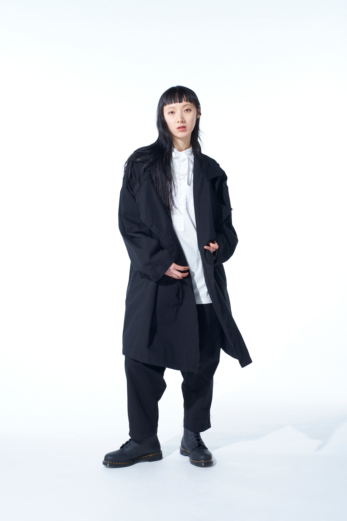 COTTON DRILL CUT-OUT DRAPE COAT