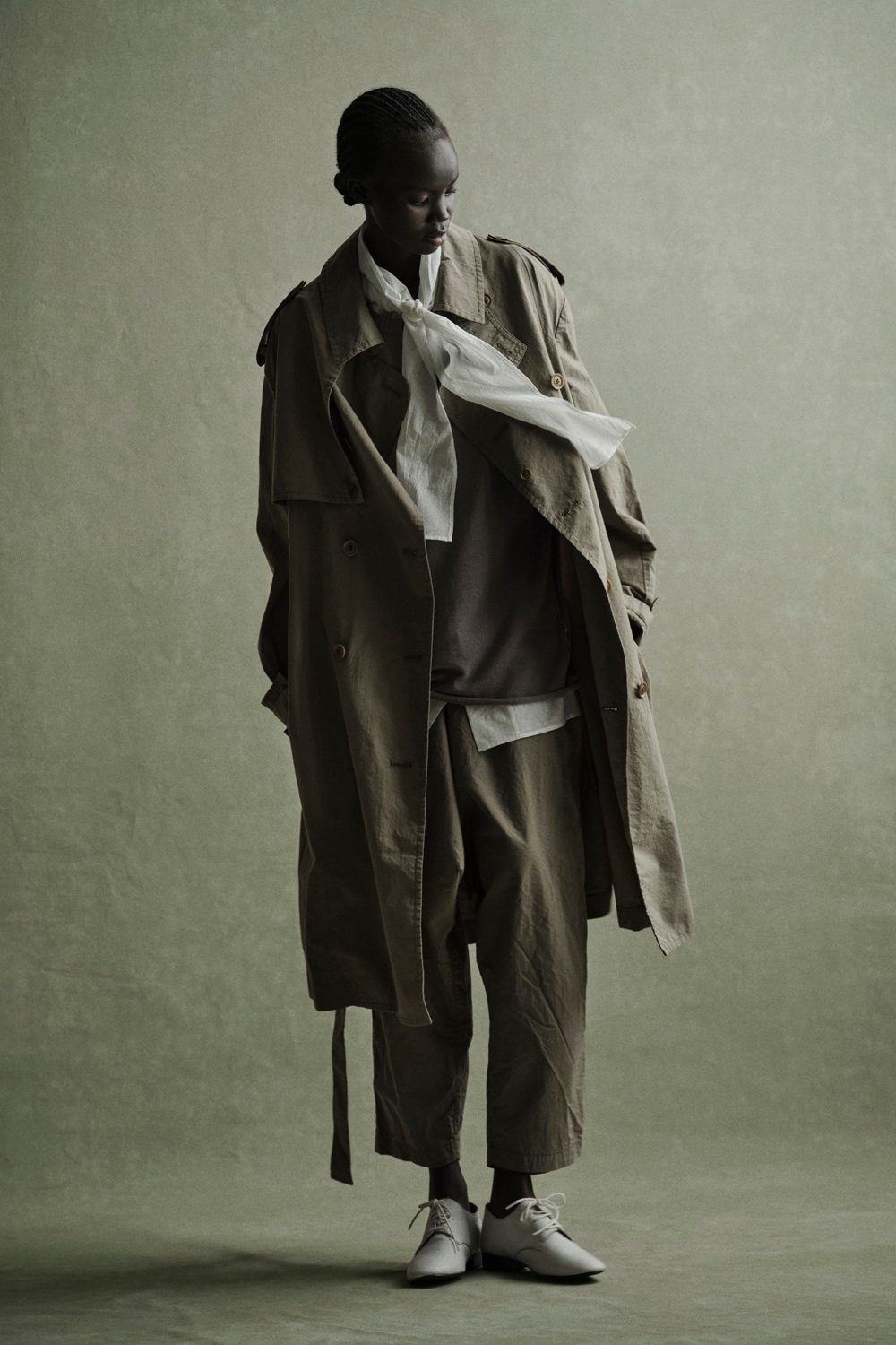 BRUSHED WASHER FINISH BROAD TRENCH COAT