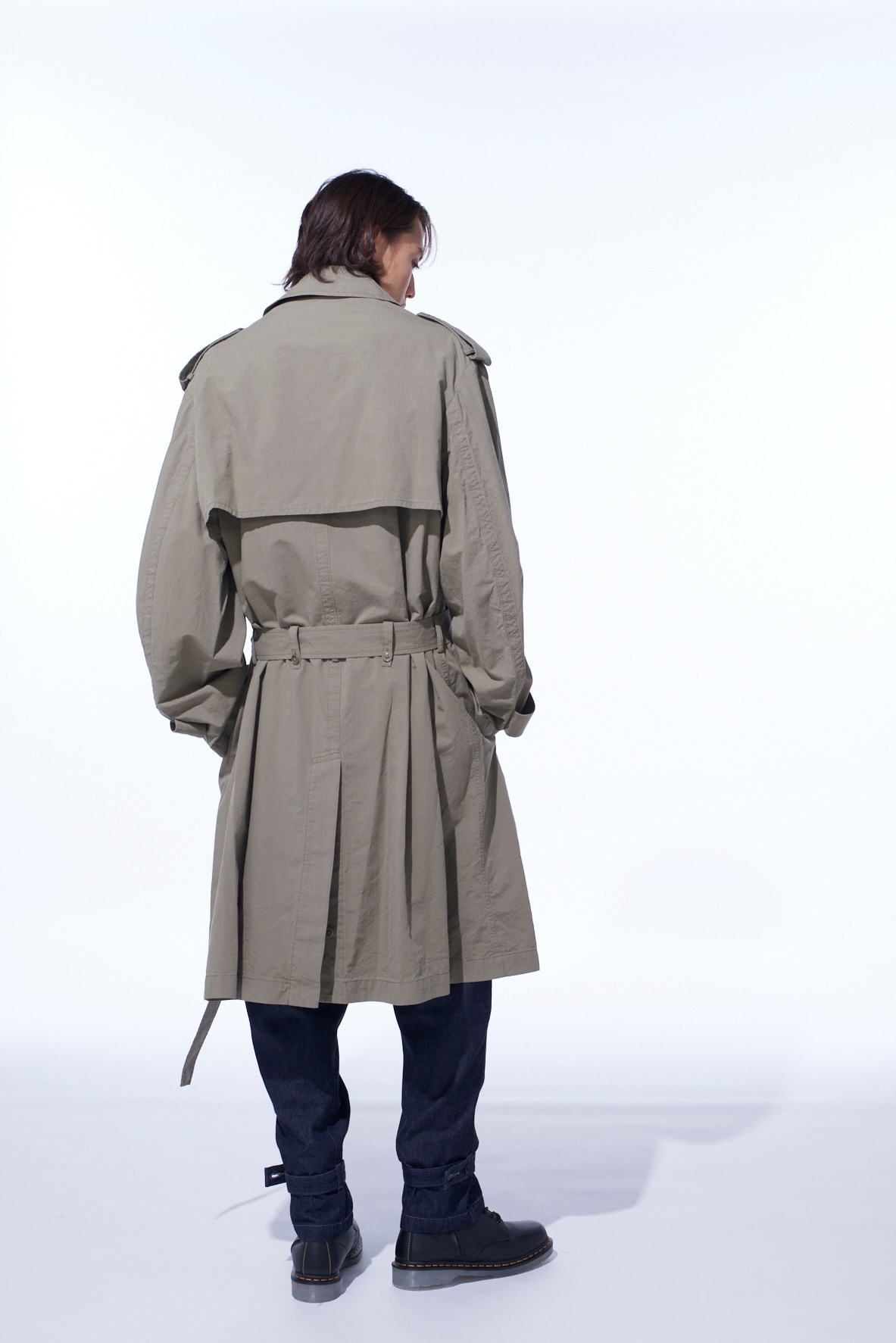 BRUSHED WASHER FINISH BROAD TRENCH COAT