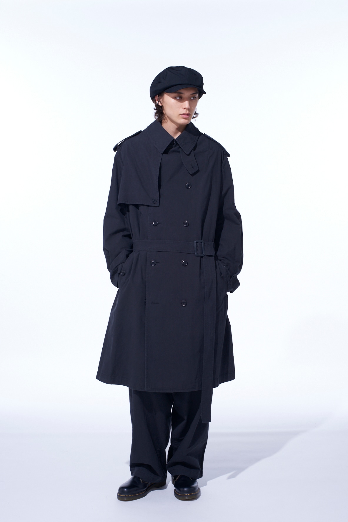 BRUSHED WASHER FINISH BROAD TRENCH COAT