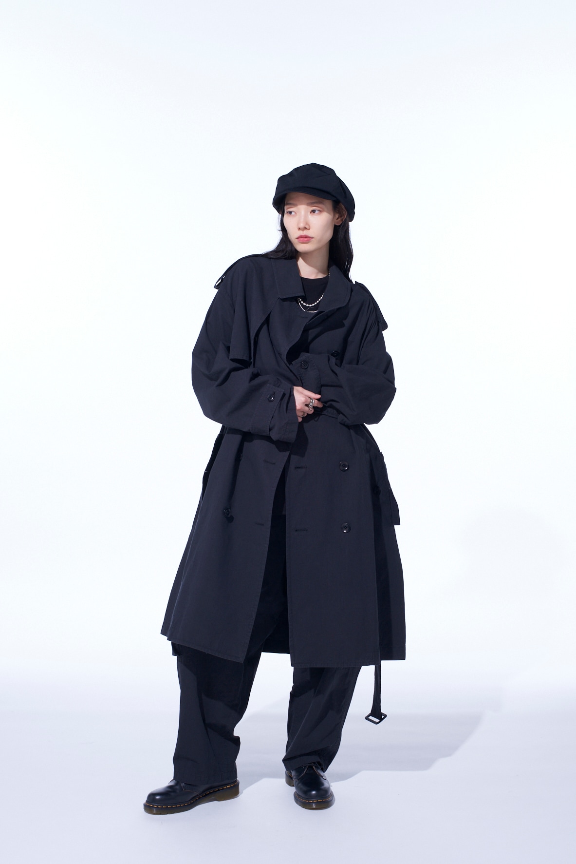 BRUSHED WASHER FINISH BROAD TRENCH COAT