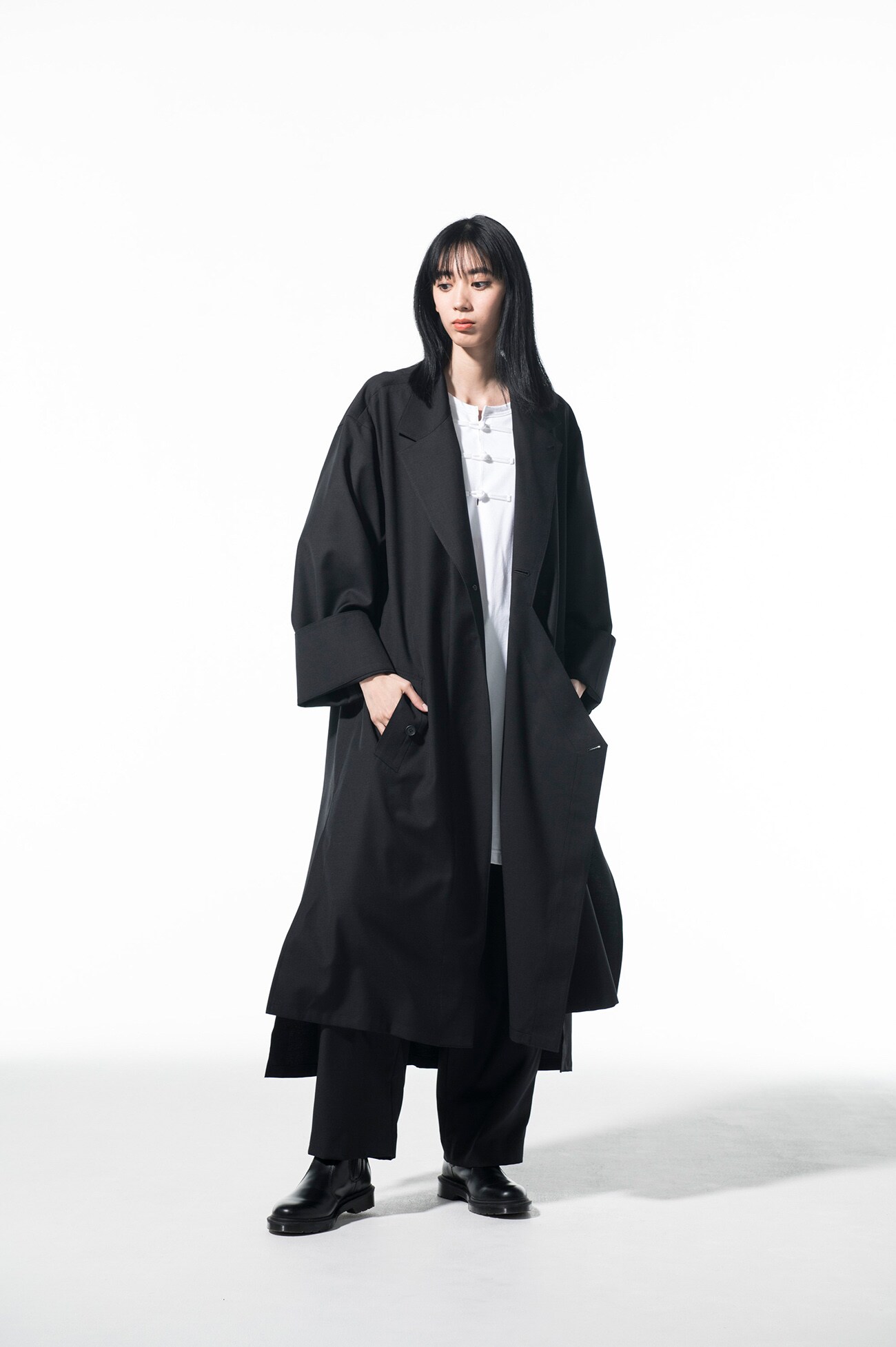 T/W Gabardine Tailored Wrap Dress Coat 