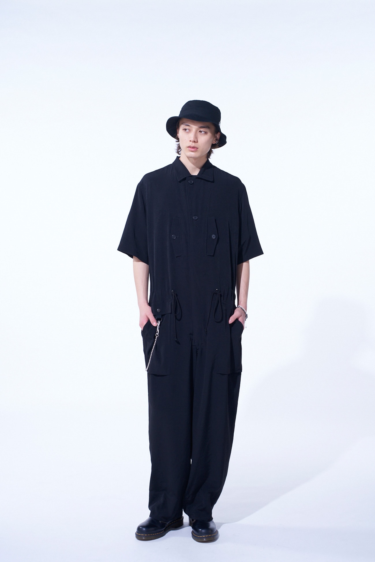CREPE de CHINE SHORT SLEEVE MILITARY ALL-IN-ONE