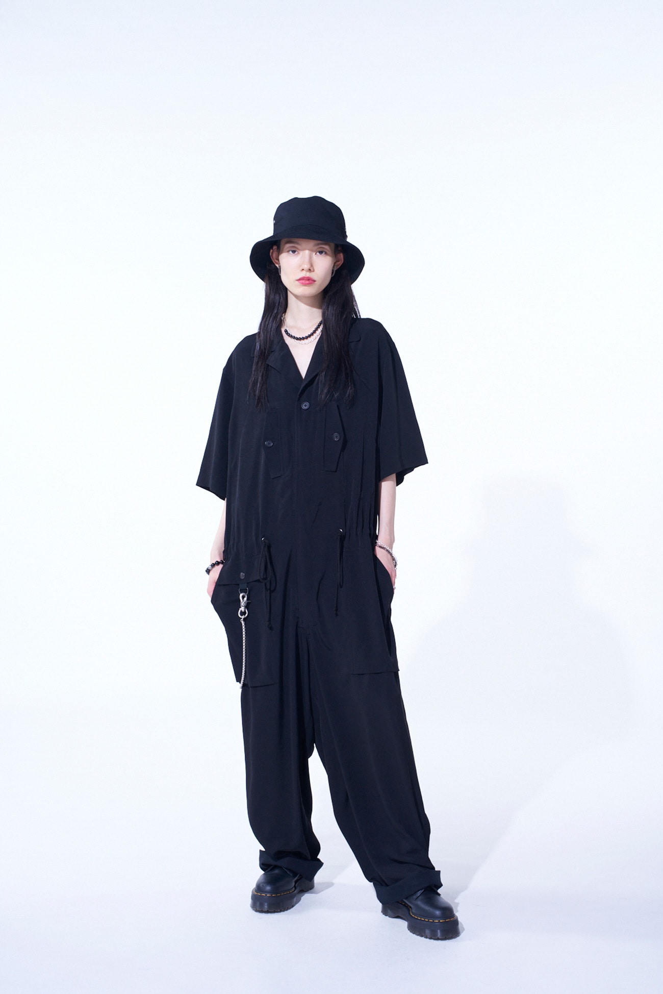 CREPE de CHINE SHORT SLEEVE MILITARY ALL-IN-ONE