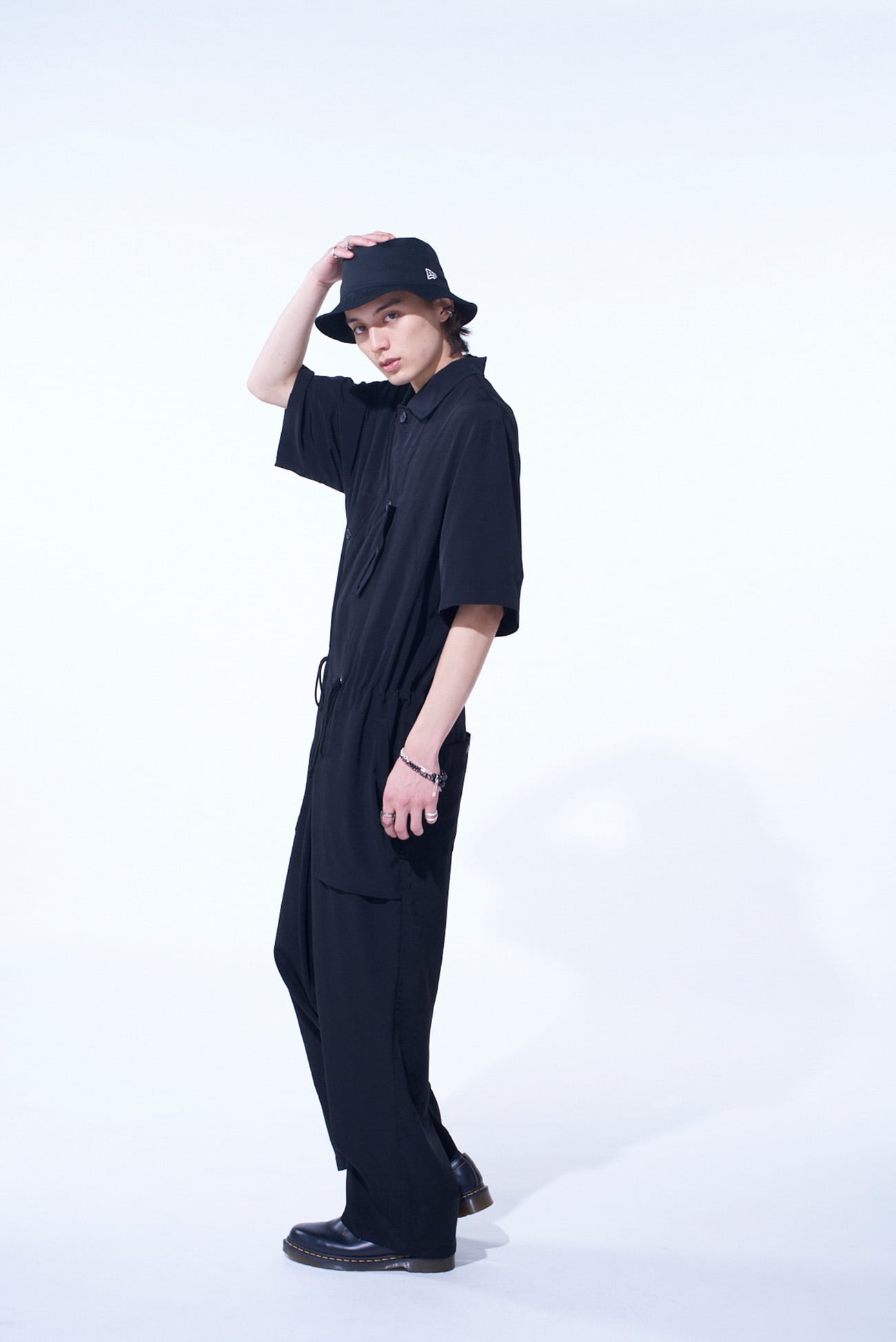 CREPE de CHINE SHORT SLEEVE MILITARY ALL-IN-ONE