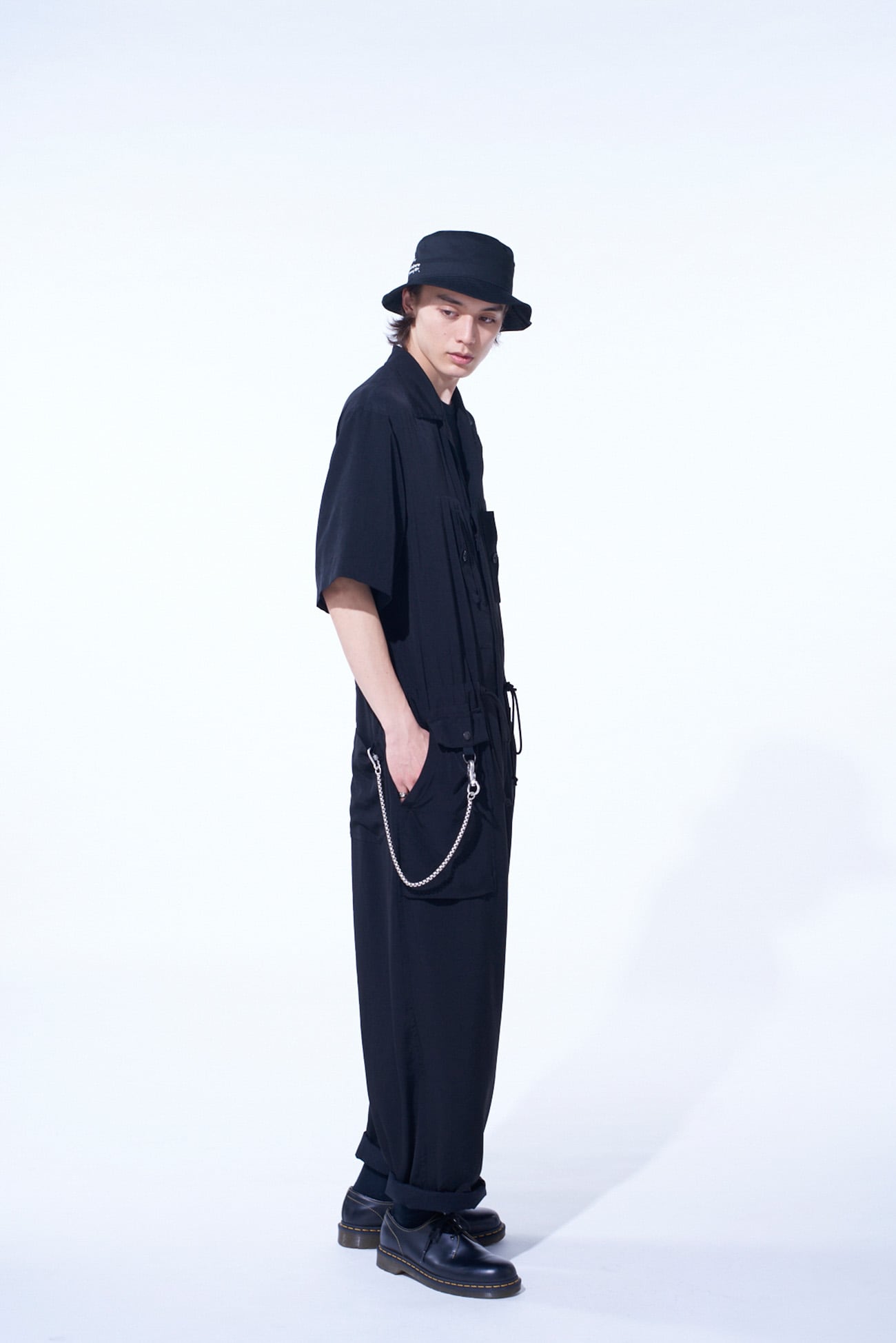 CREPE de CHINE SHORT SLEEVE MILITARY ALL-IN-ONE