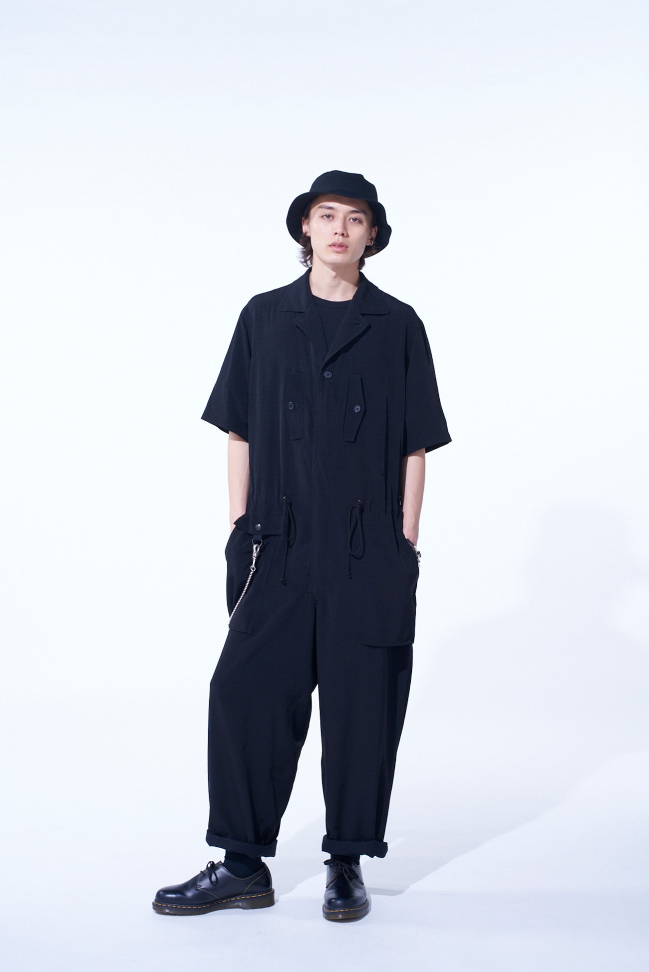 CREPE de CHINE SHORT SLEEVE MILITARY ALL-IN-ONE