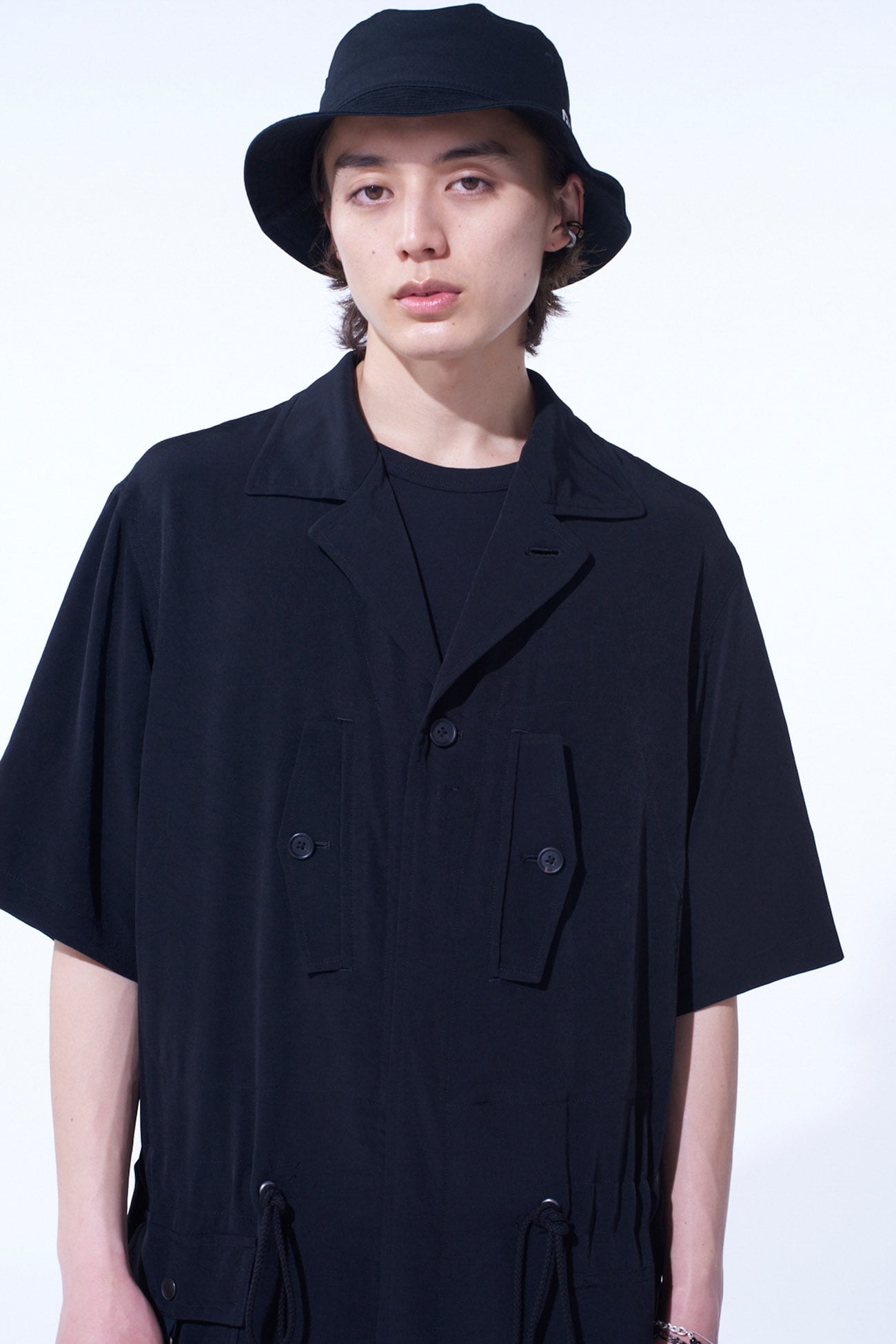 CREPE de CHINE SHORT SLEEVE MILITARY ALL-IN-ONE