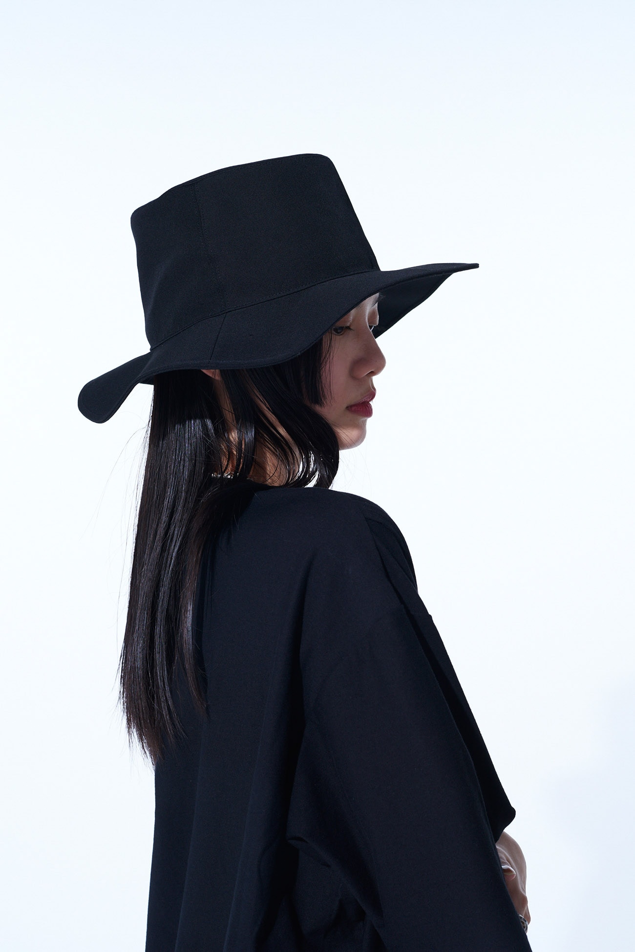 WASHER WOOL GABARDINE LONG BRIM HAT