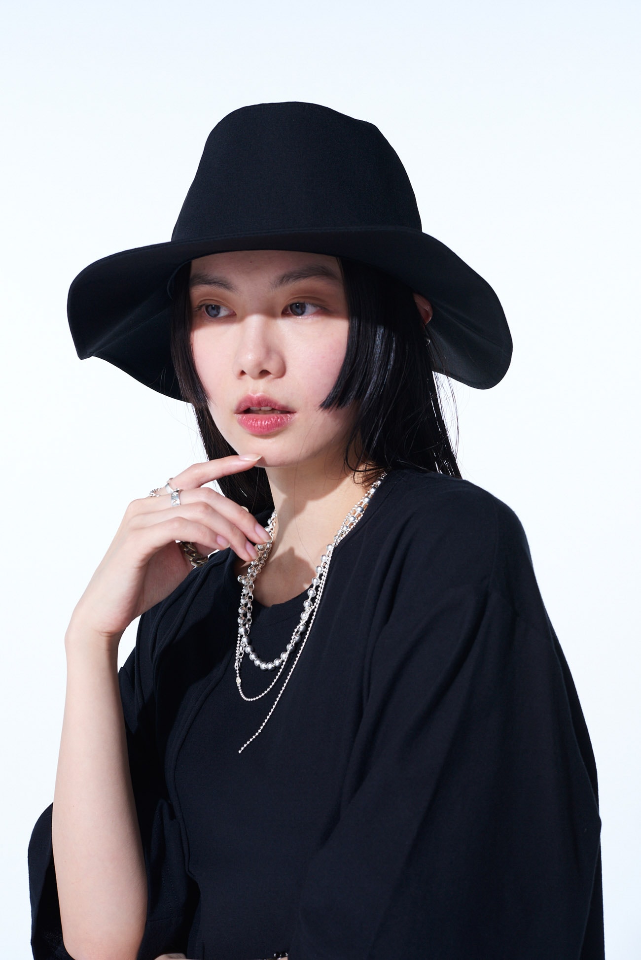 WASHER WOOL GABARDINE LONG BRIM HAT